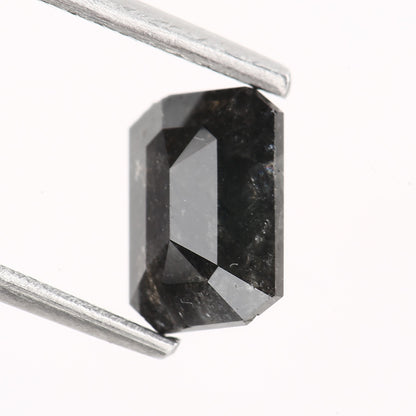 0.90 Carat 6.66 MM Natural Loose Black Emerald Salt and Pepper Diamond - Blackdiamond