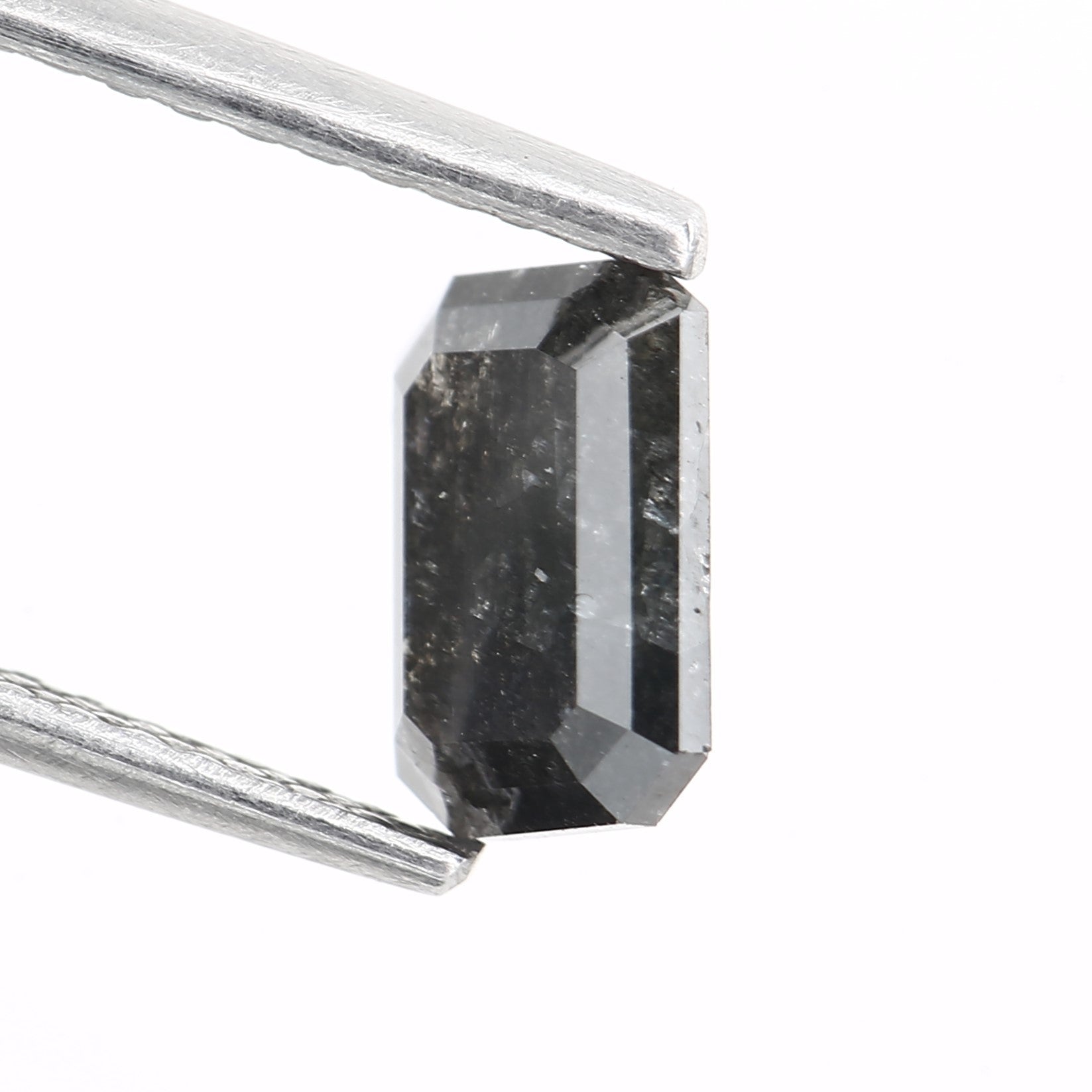 0.90 Carat 6.66 MM Natural Loose Black Emerald Salt and Pepper Diamond - Blackdiamond