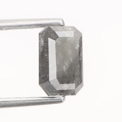 1.24 Carat 7.17 MM Natural Gray Emerald Salt and Pepper Diamond - Blackdiamond