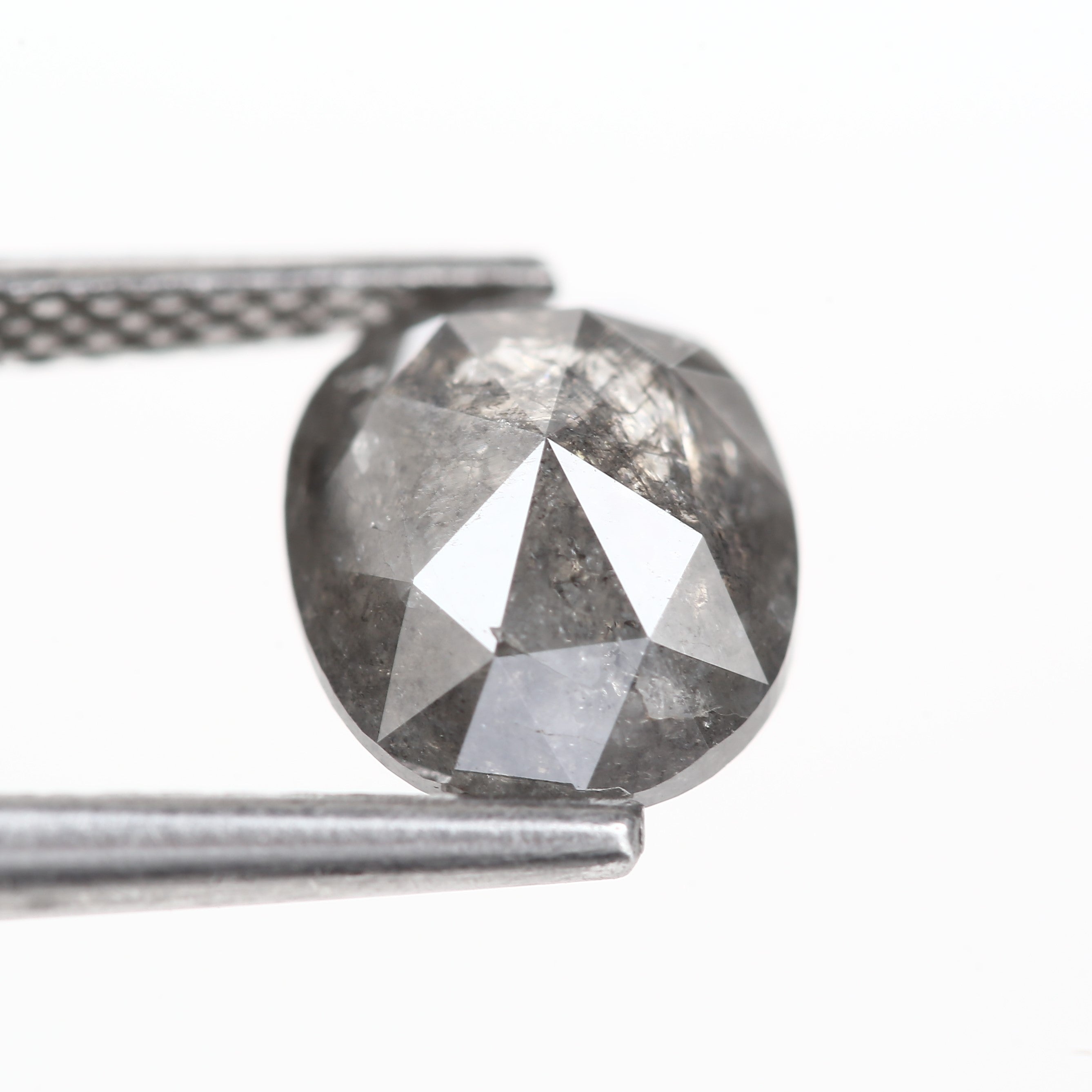 1.70 Carat Oval Rose Cut Natural Loose Salt and Pepper Diamond 8.20 MM
