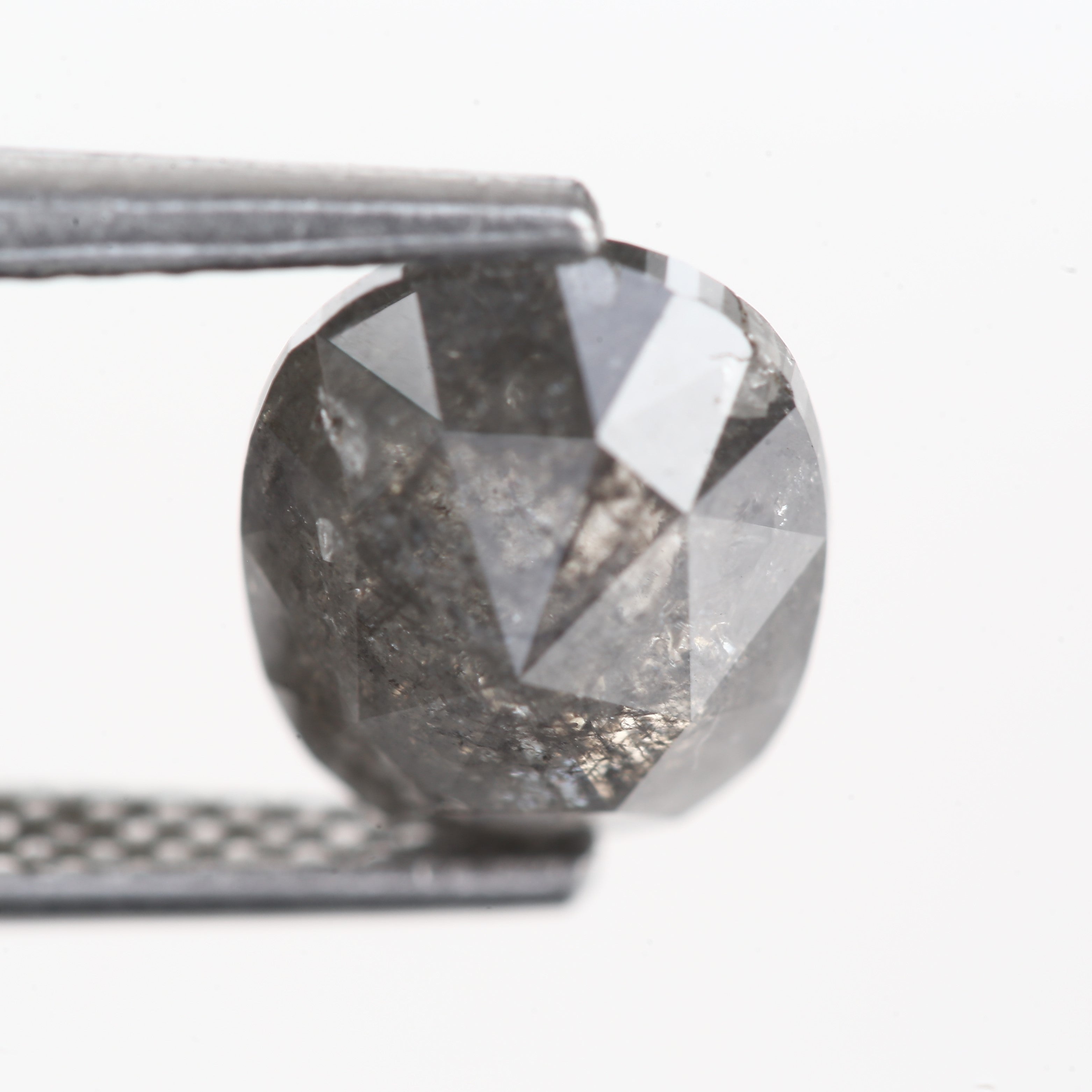 1.70 Carat Oval Rose Cut Natural Loose Salt and Pepper Diamond 8.20 MM