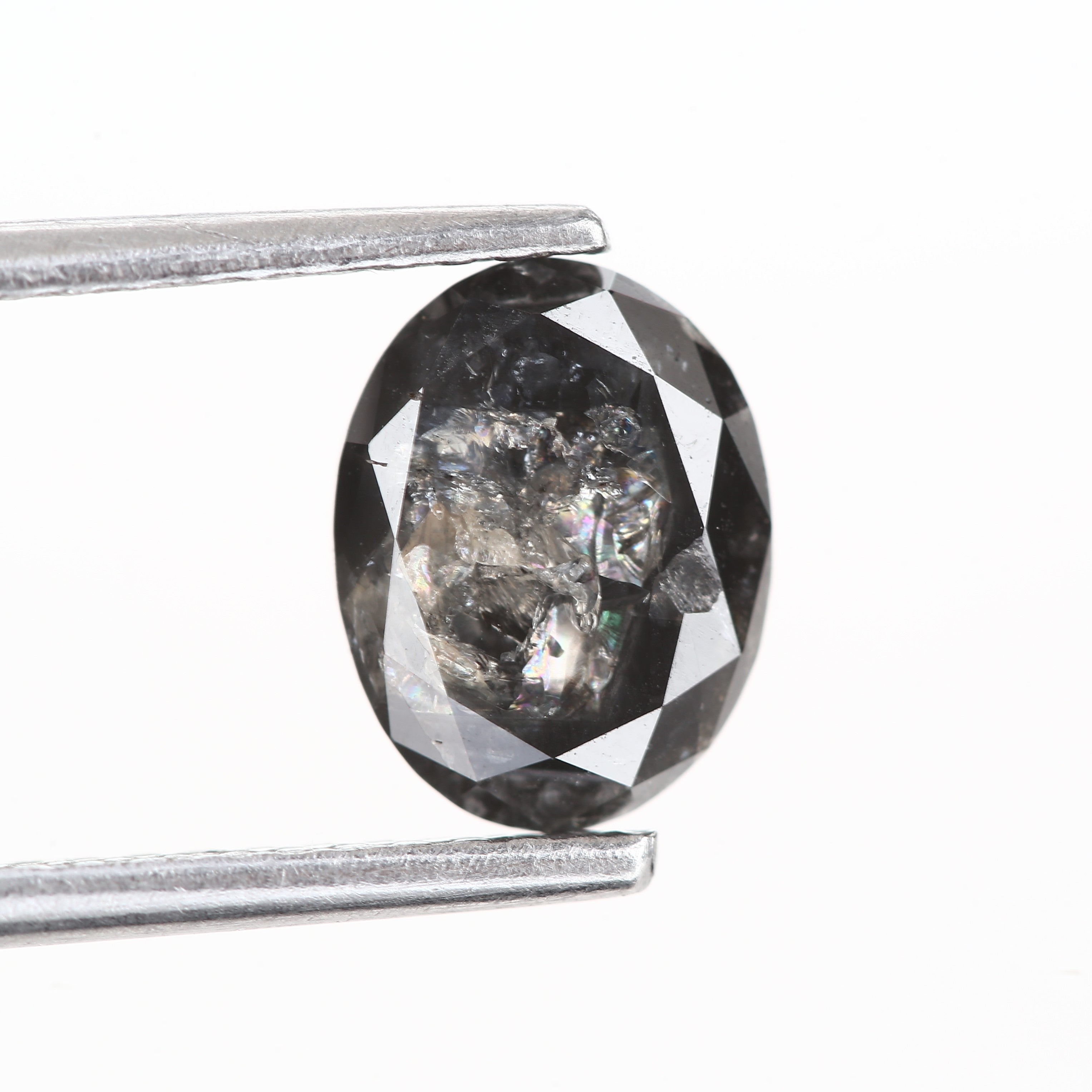 1.20 Carat Oval Double Cut Natural Loose Salt and Pepper Diamond 7.8 MM