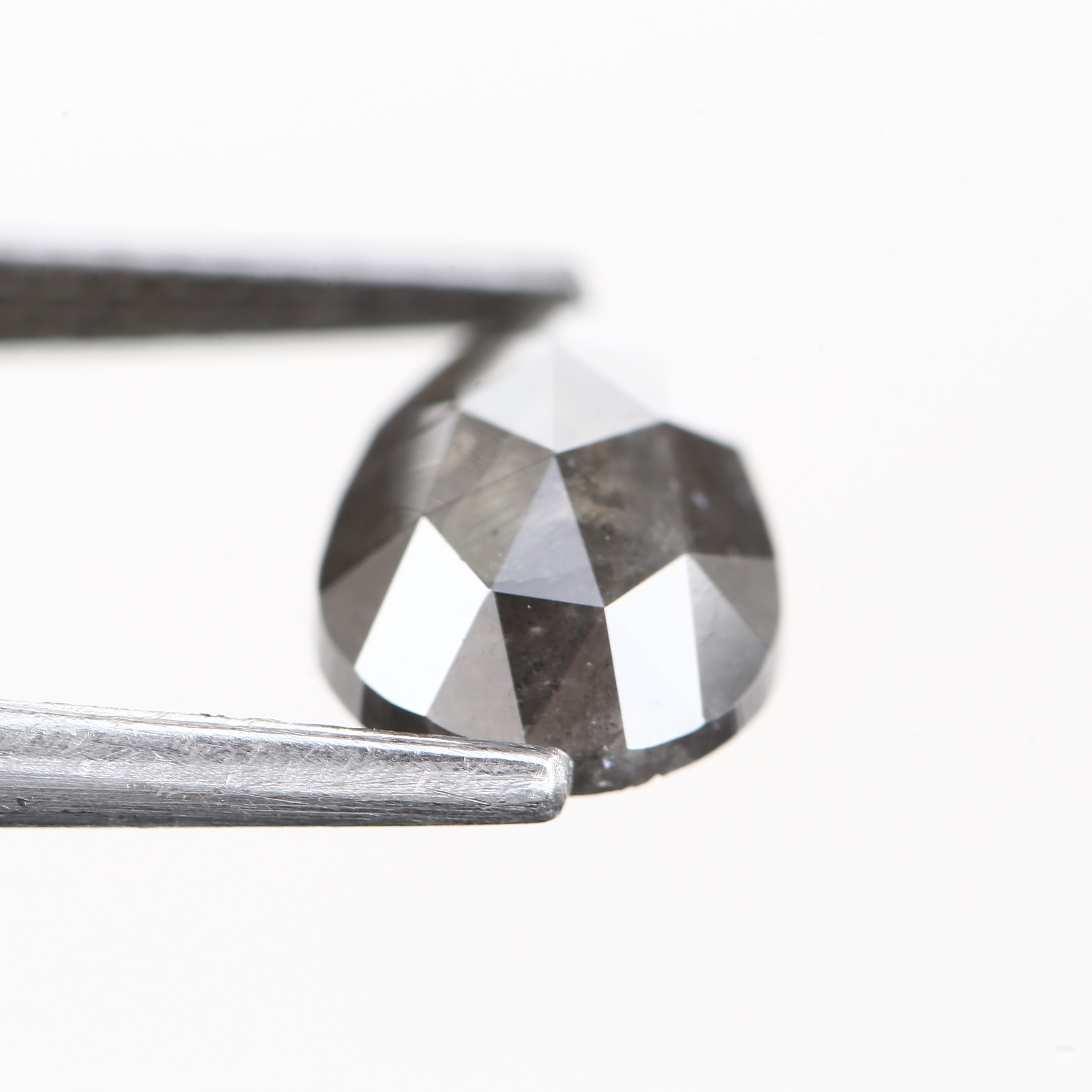 1.55 Carat Natural Pear Loose Rose Cut Salt and Pepper Diamond 9 MM
