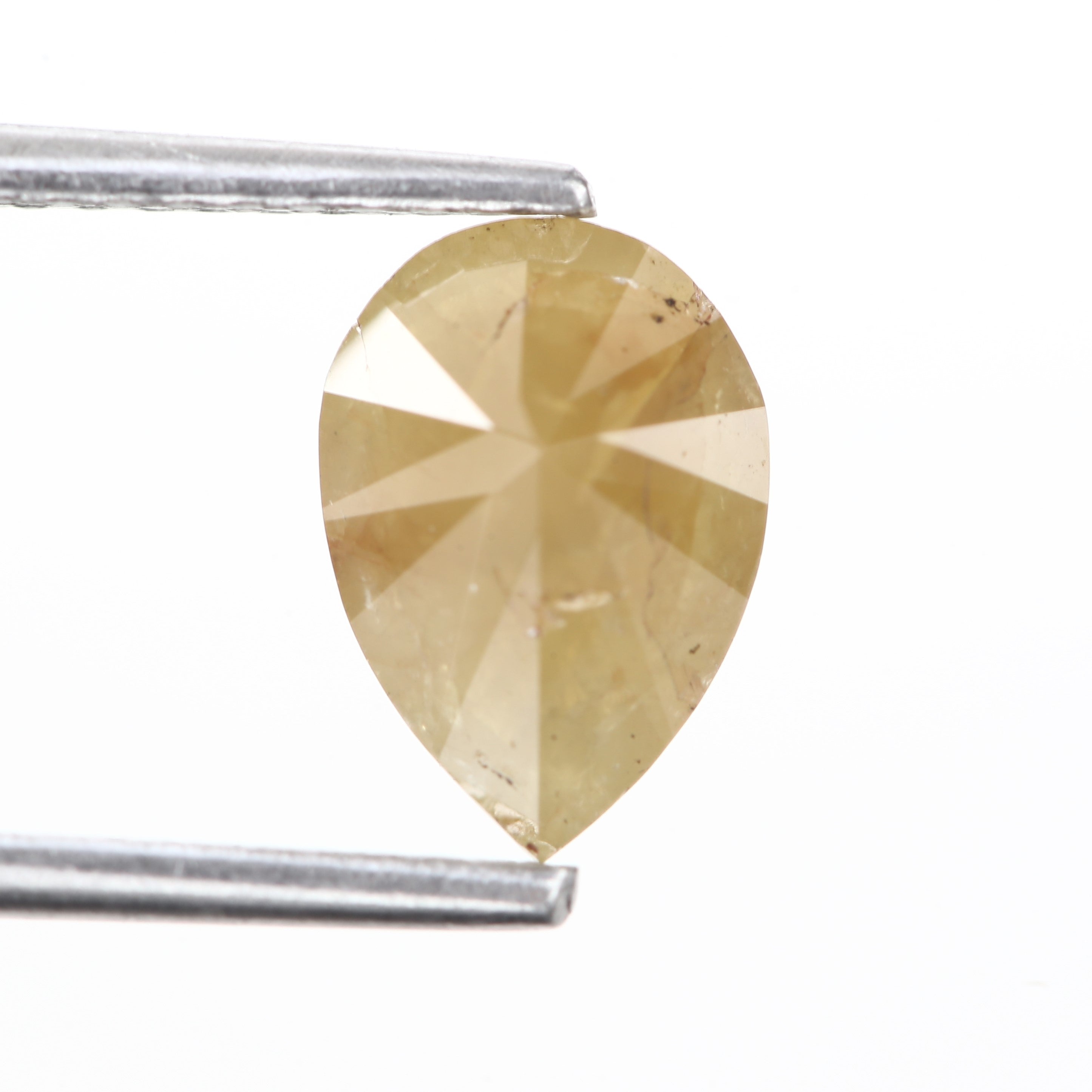 0.92 Carat Rustic Diamond Natural Yellow Pear Brilliant Cut 8.4 MM
