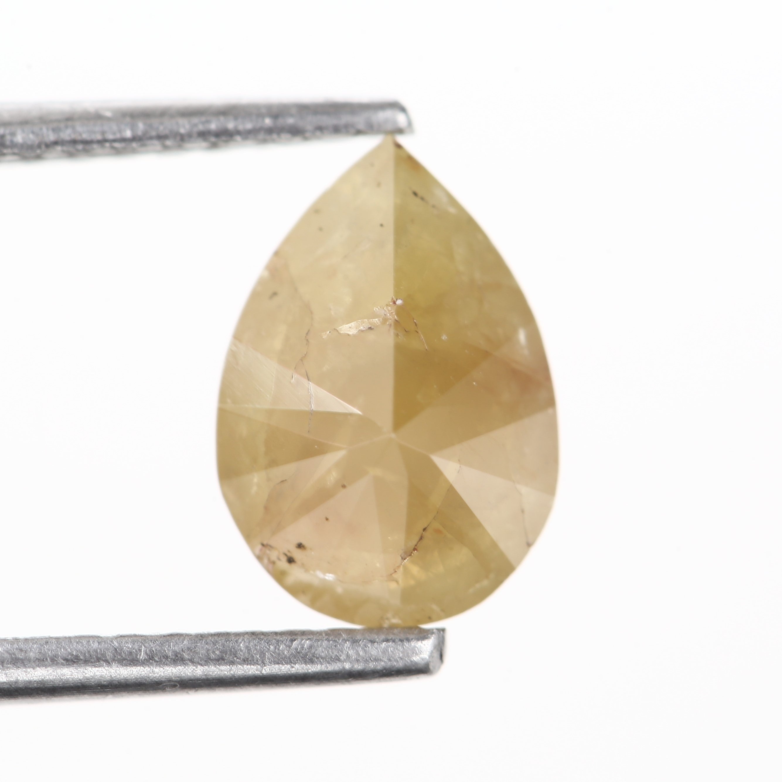 0.92 Carat Rustic Diamond Natural Yellow Pear Brilliant Cut 8.4 MM