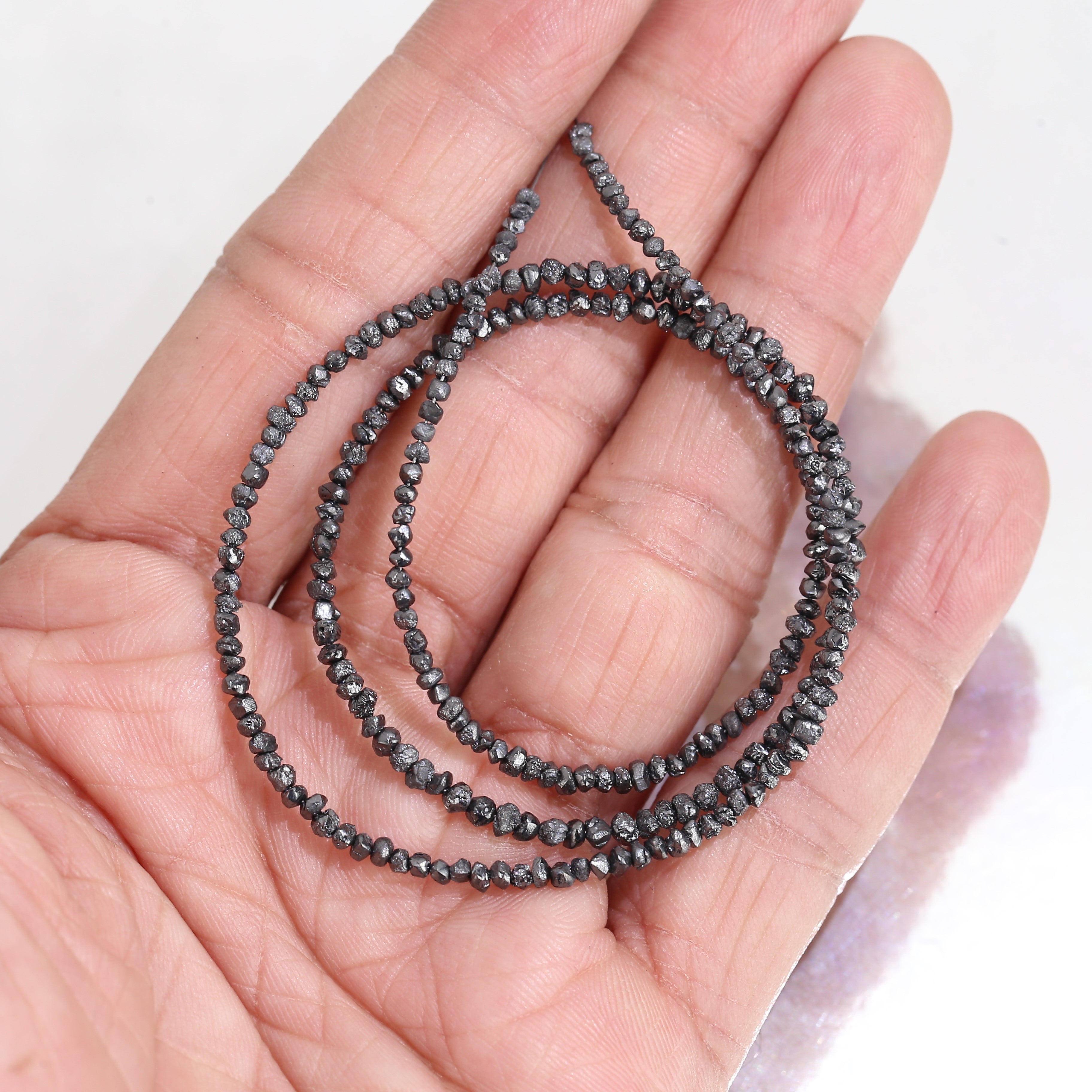 20.00 Carat Natural Black Colour Rough Diamonds Beads Loose Rough Beads 1.30-2 MM