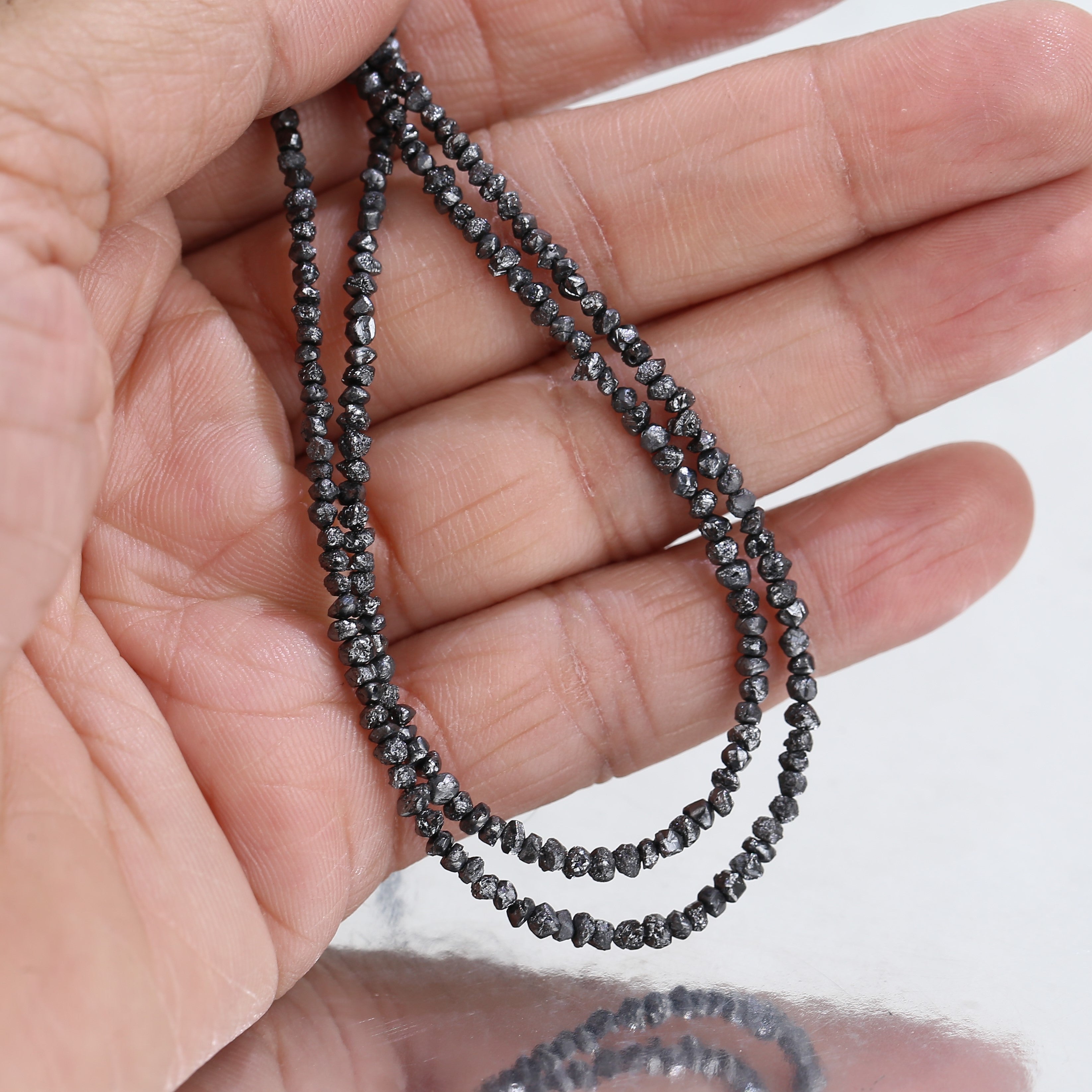 20.00 Carat Natural Black Colour Rough Diamonds Beads Loose Rough Beads 1.30-2 MM