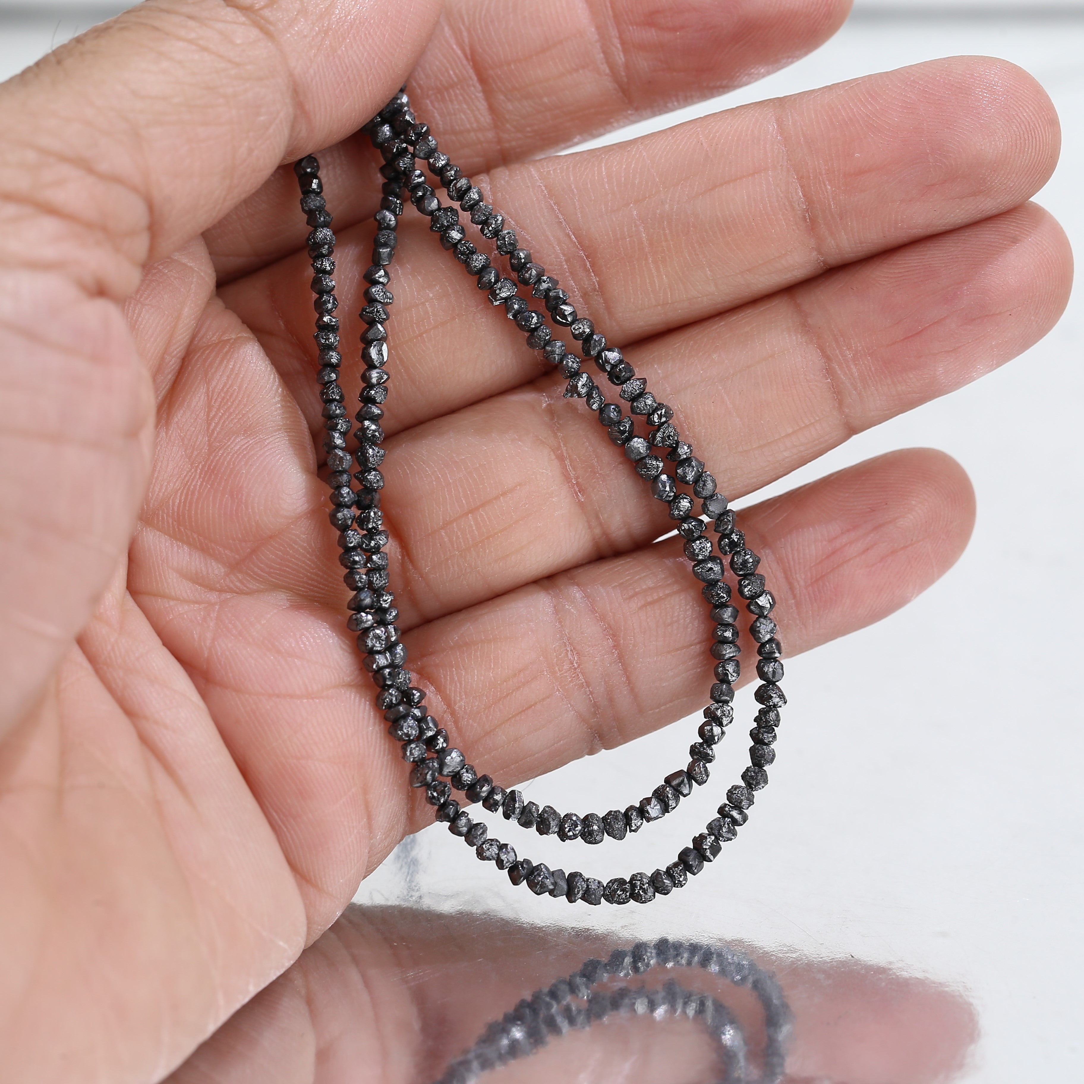 20.00 Carat Natural Black Colour Rough Diamonds Beads Loose Rough Beads 1.30-2 MM