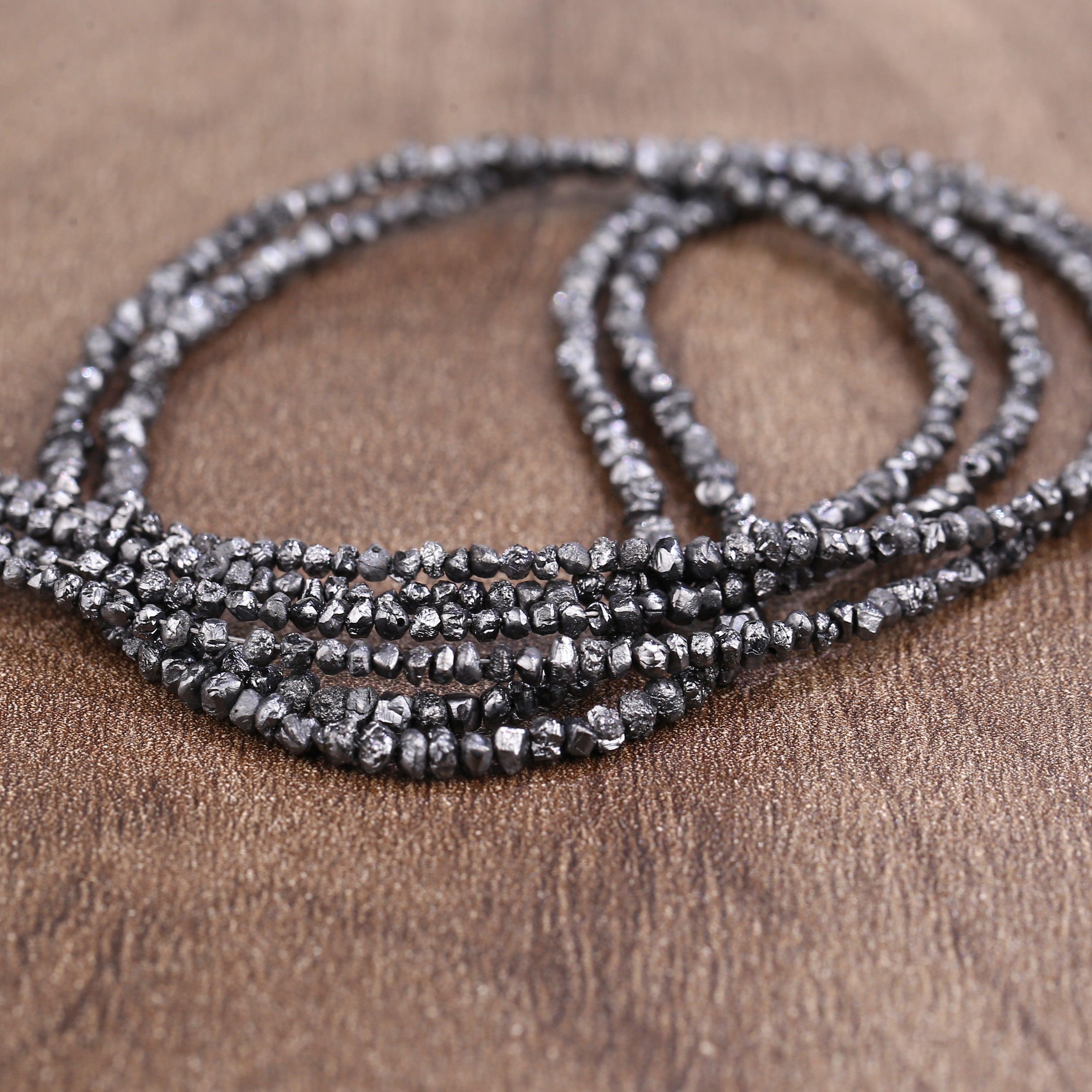 20.00 Carat Natural Black Colour Rough Diamonds Beads Loose Rough Beads 1.30-2 MM