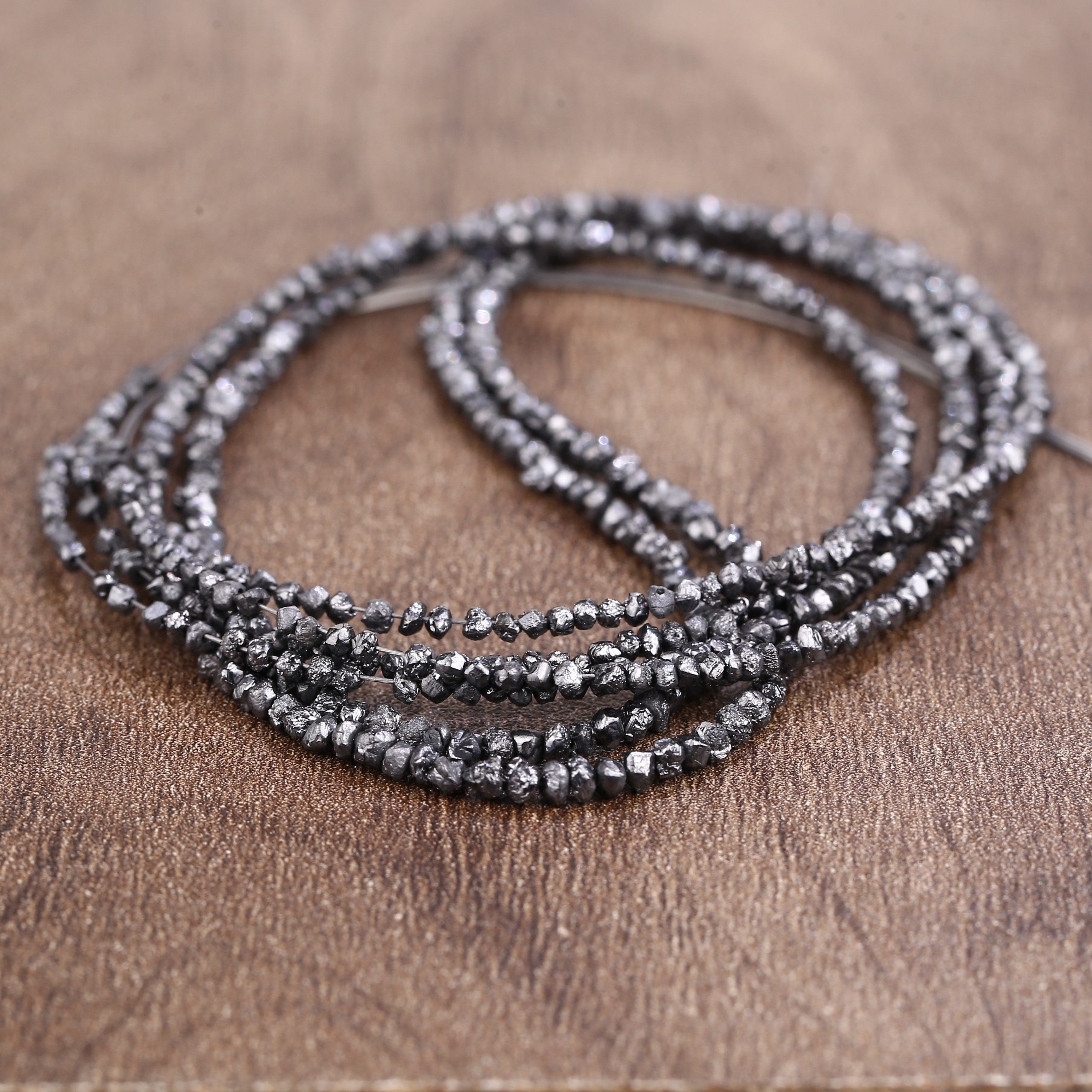 20.00 Carat Natural Black Colour Rough Diamonds Beads Loose Rough Beads 1.30-2 MM