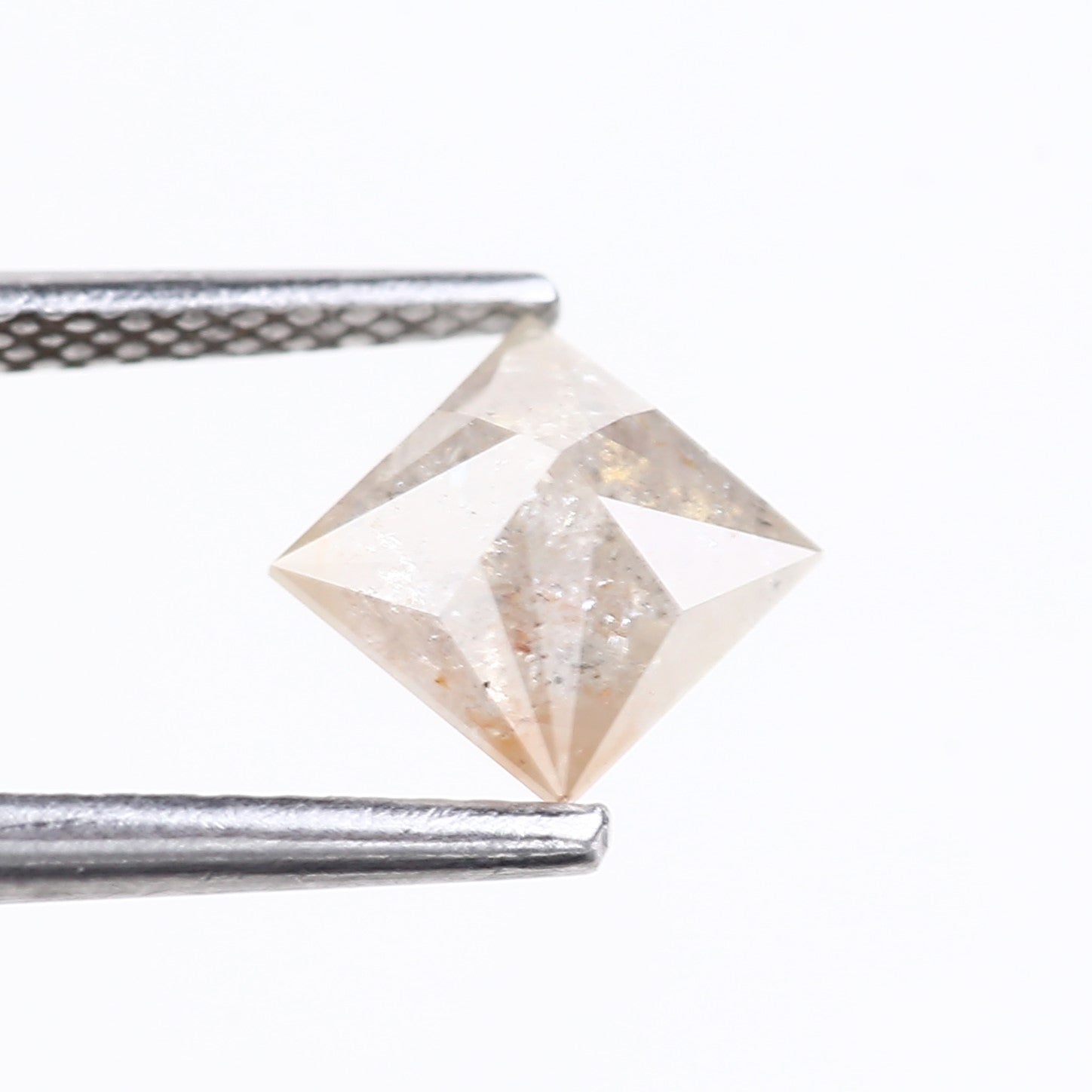1.42 Carat Natural Peach Grey Princess Cut Salt and Pepper Diamond 5.61 MM