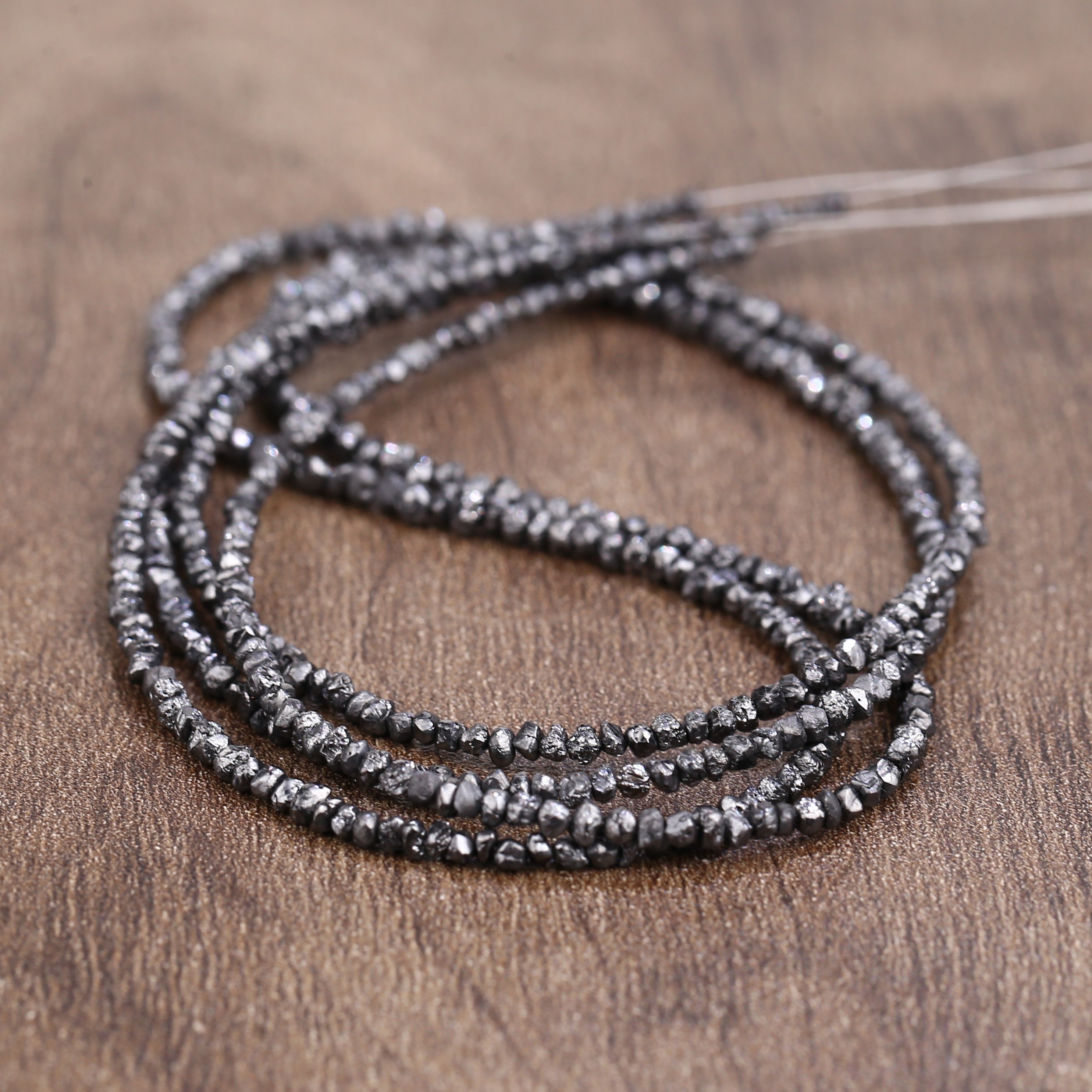 20.00 Carat Natural Black Colour Rough Diamonds Beads Loose Rough Beads 1.30-2 MM