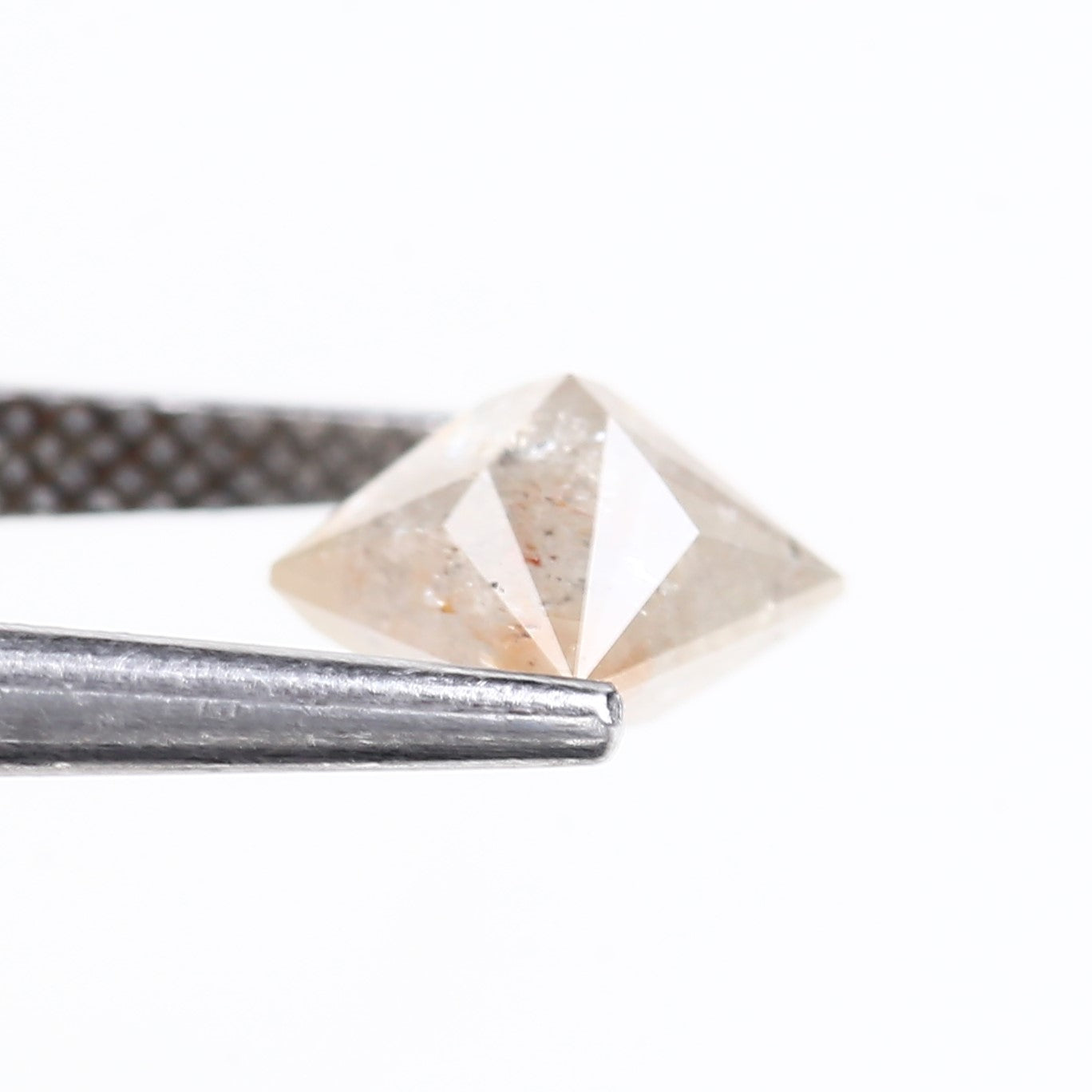 1.42 Carat Natural Peach Grey Princess Cut Salt and Pepper Diamond 5.61 MM