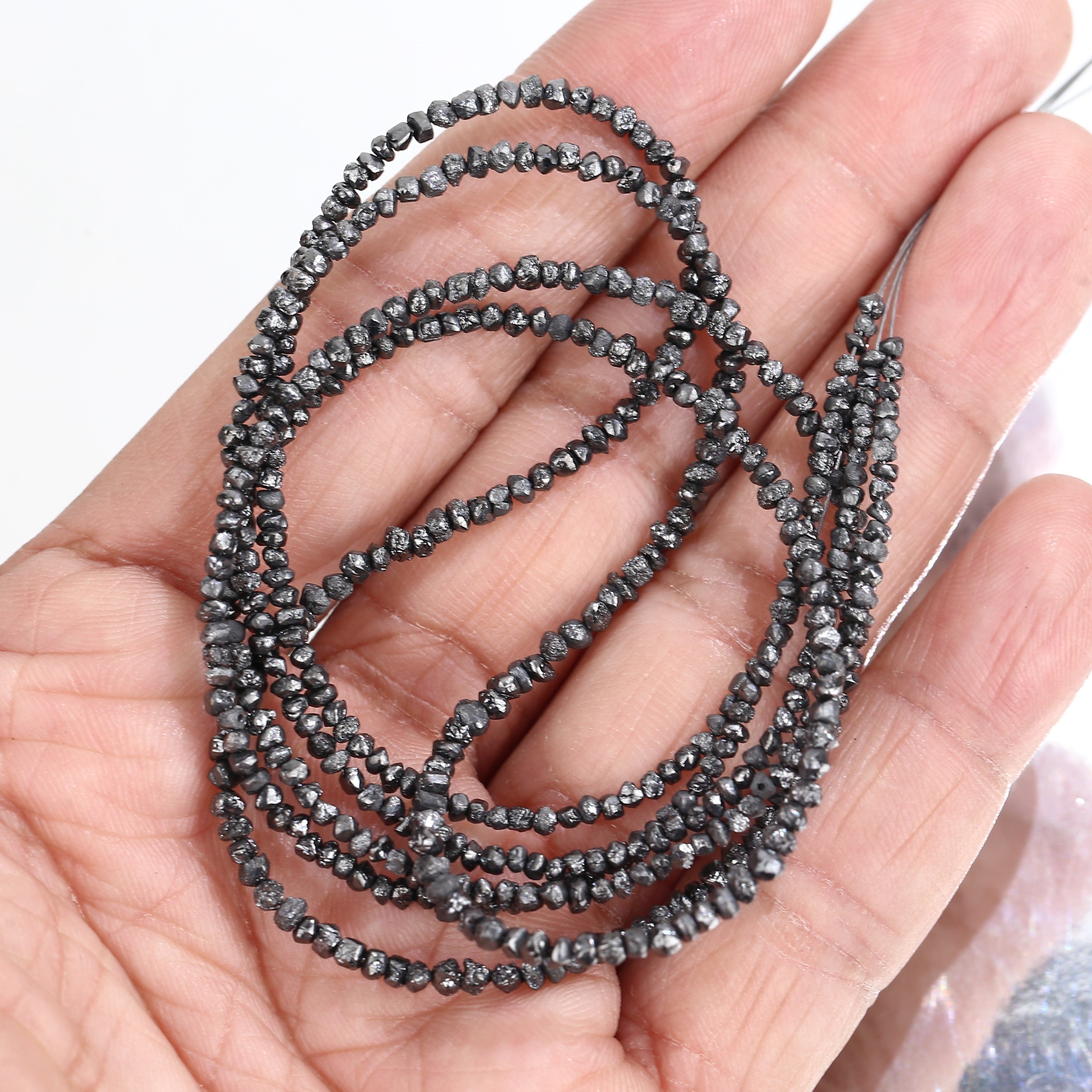 20.00 Carat Natural Black Colour Rough Diamonds Beads Loose Rough Beads 1.30-2 MM