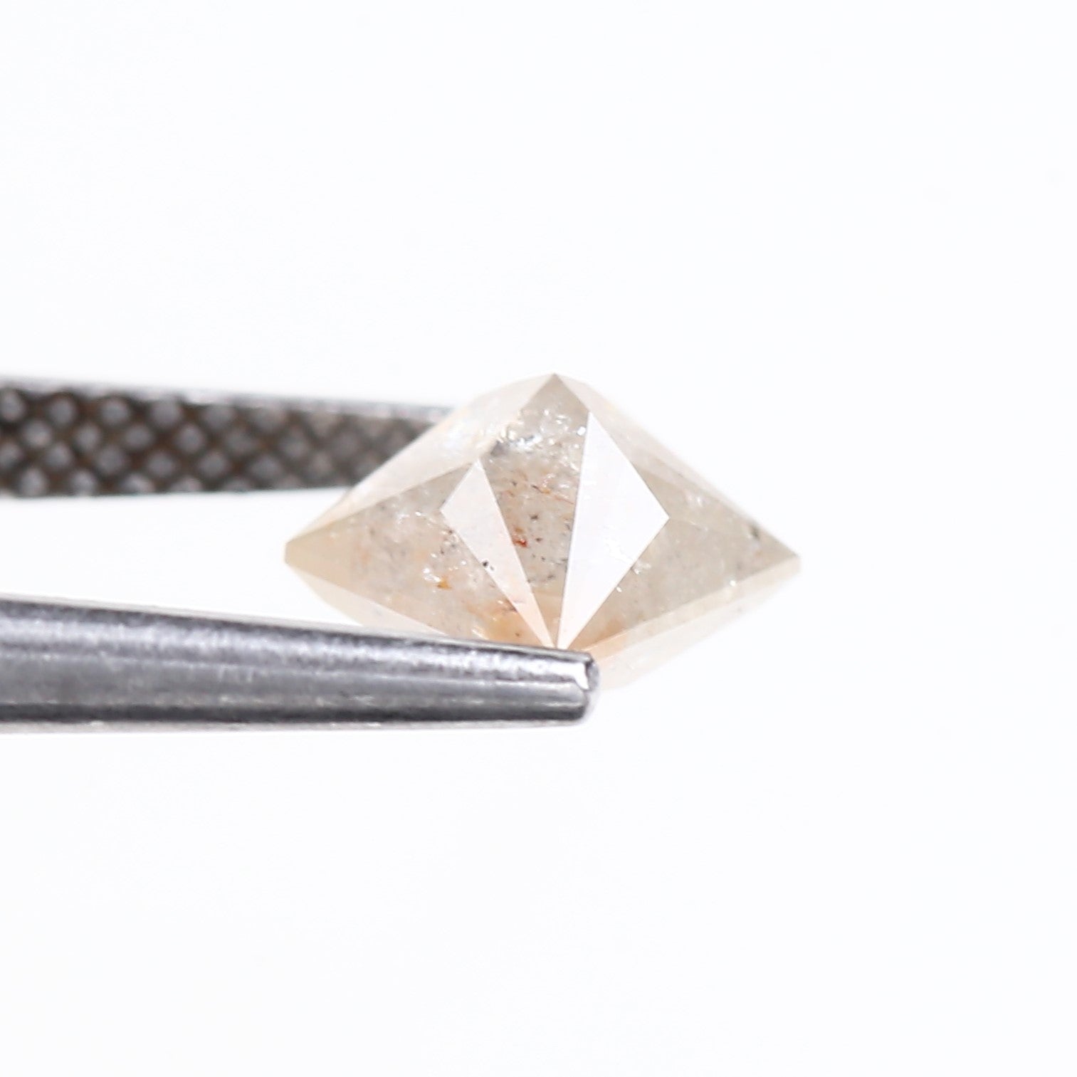 1.42 Carat Natural Peach Grey Princess Cut Salt and Pepper Diamond 5.61 MM