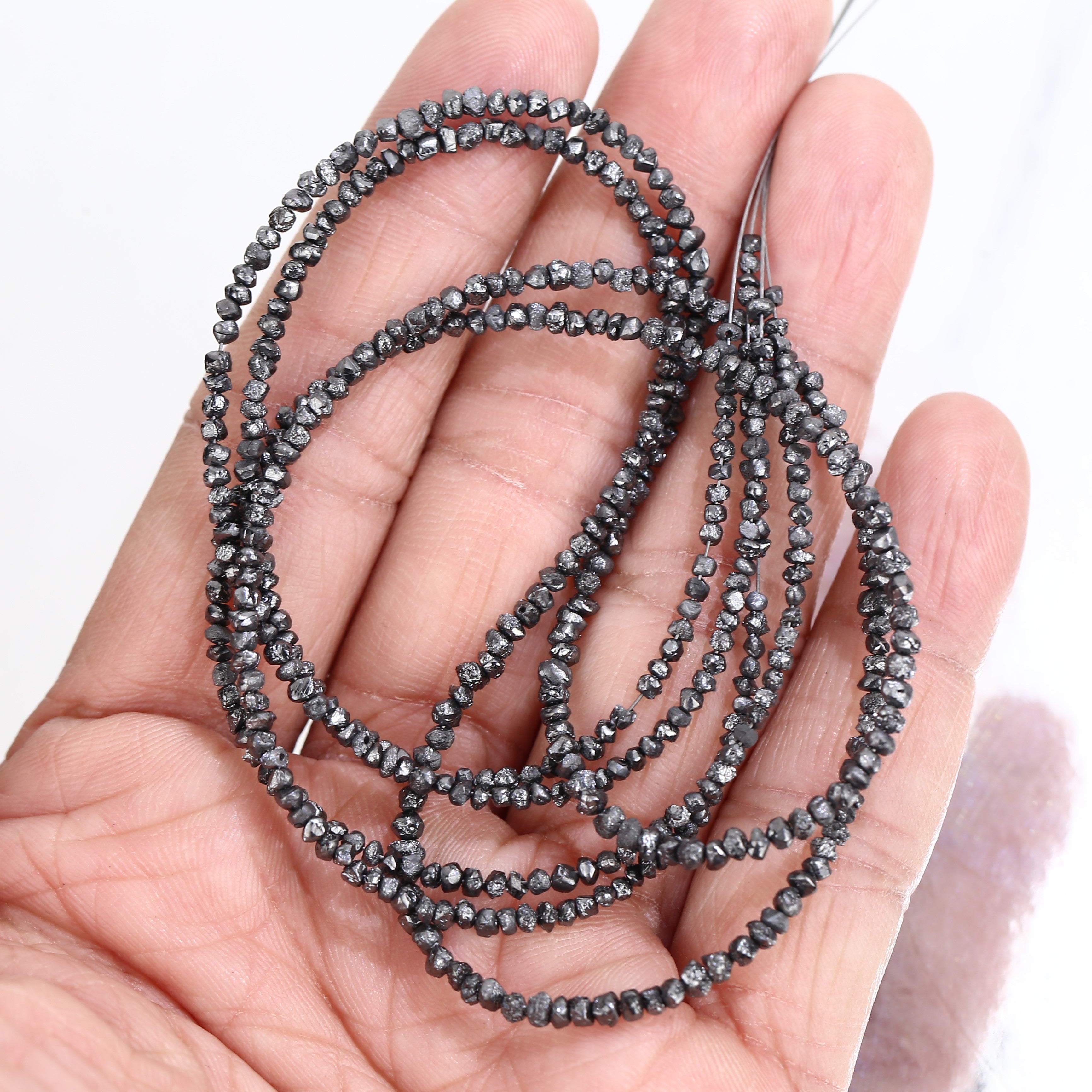 20.00 Carat Natural Black Colour Rough Diamonds Beads Loose Rough Beads 1.30-2 MM