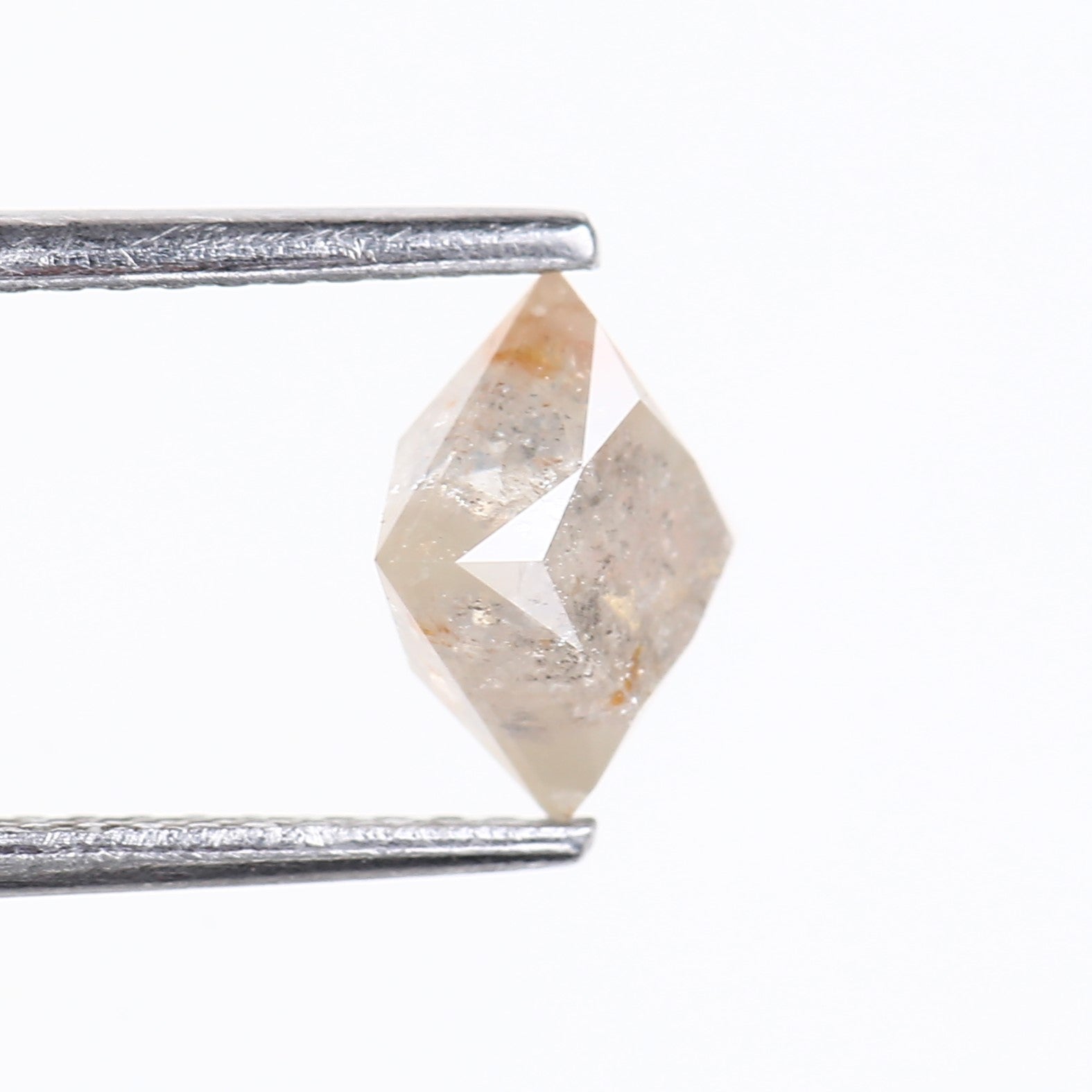 1.42 Carat Natural Peach Grey Princess Cut Salt and Pepper Diamond 5.61 MM