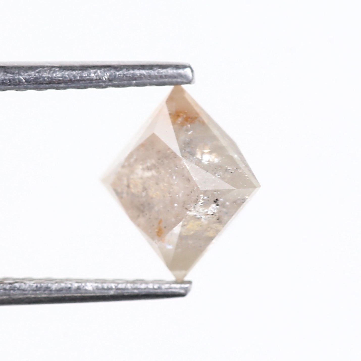 1.42 Carat Natural Peach Grey Princess Cut Salt and Pepper Diamond 5.61 MM