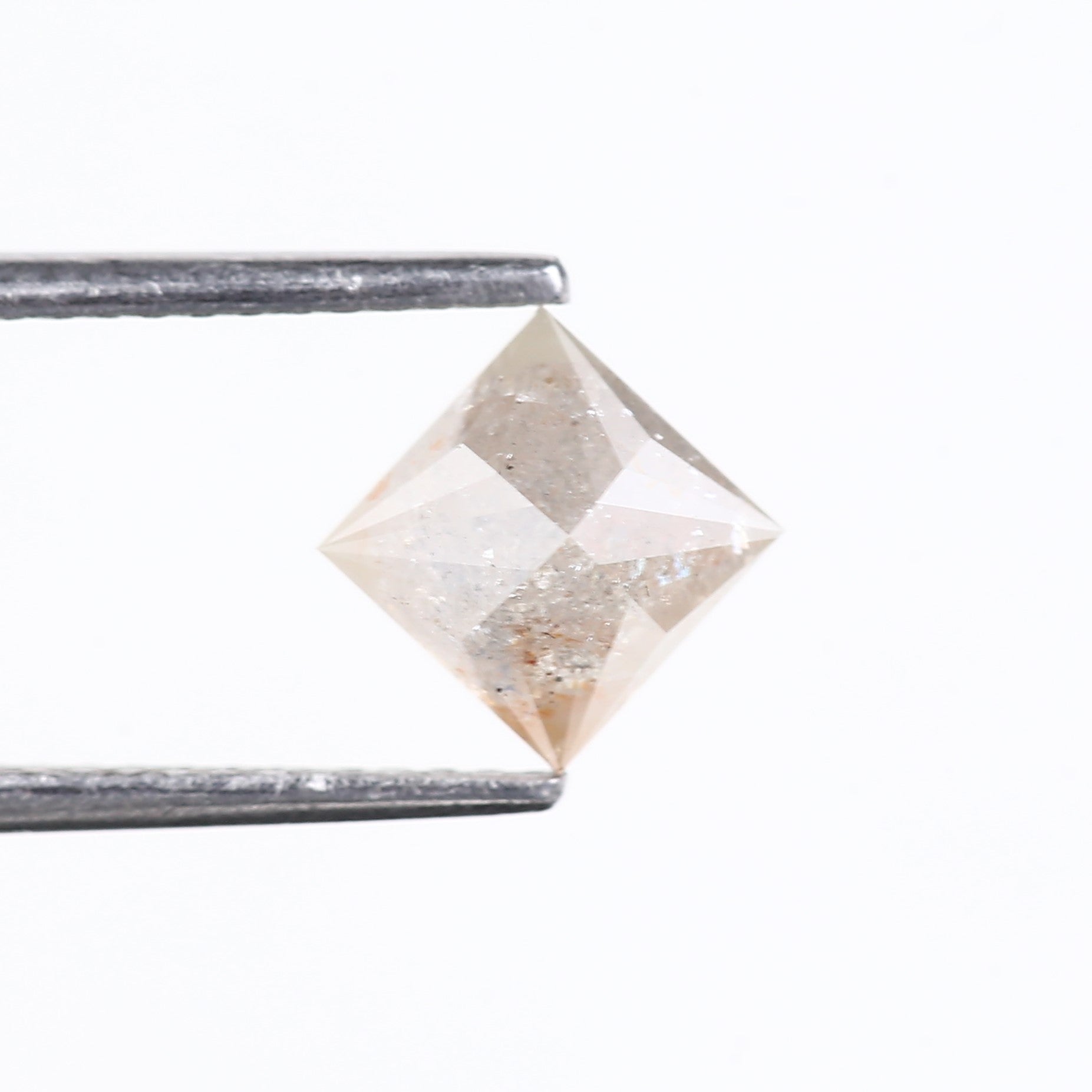 1.42 Carat Natural Peach Grey Princess Cut Salt and Pepper Diamond 5.61 MM