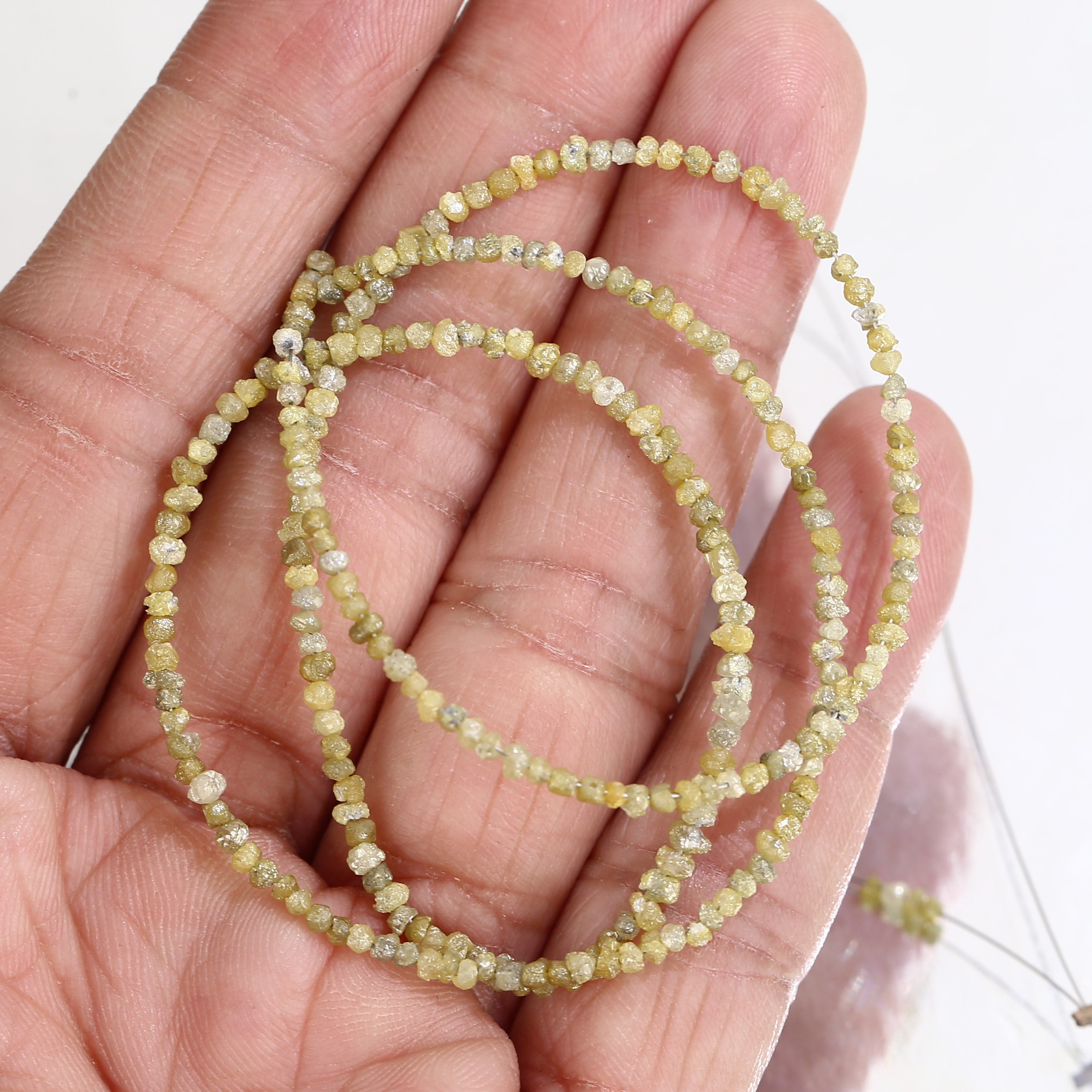15 Carat Natural Beads Strand Uncut Yellow Loose Diamond for Jewelry Making