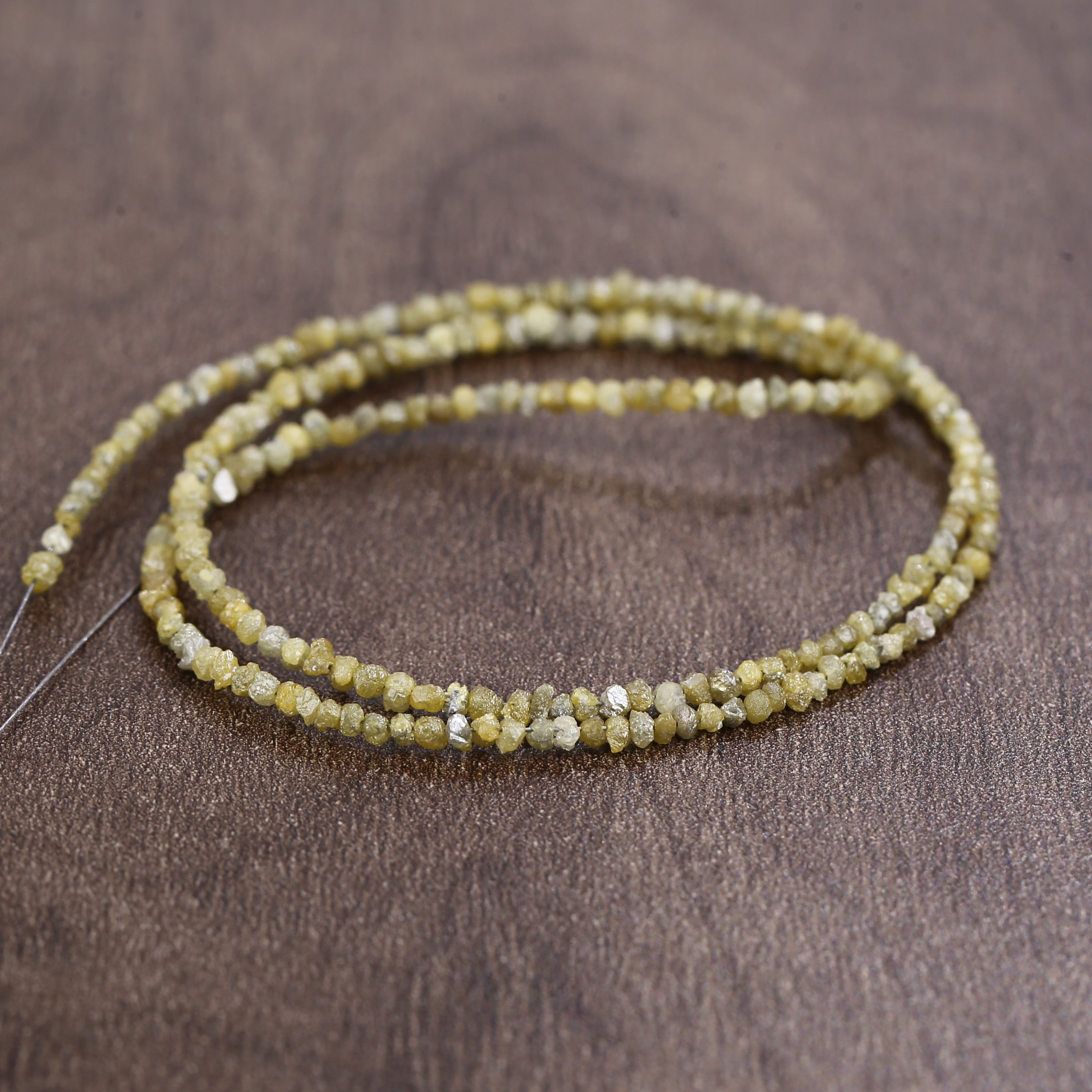15 Carat Natural Beads Strand Uncut Yellow Loose Diamond for Jewelry Making