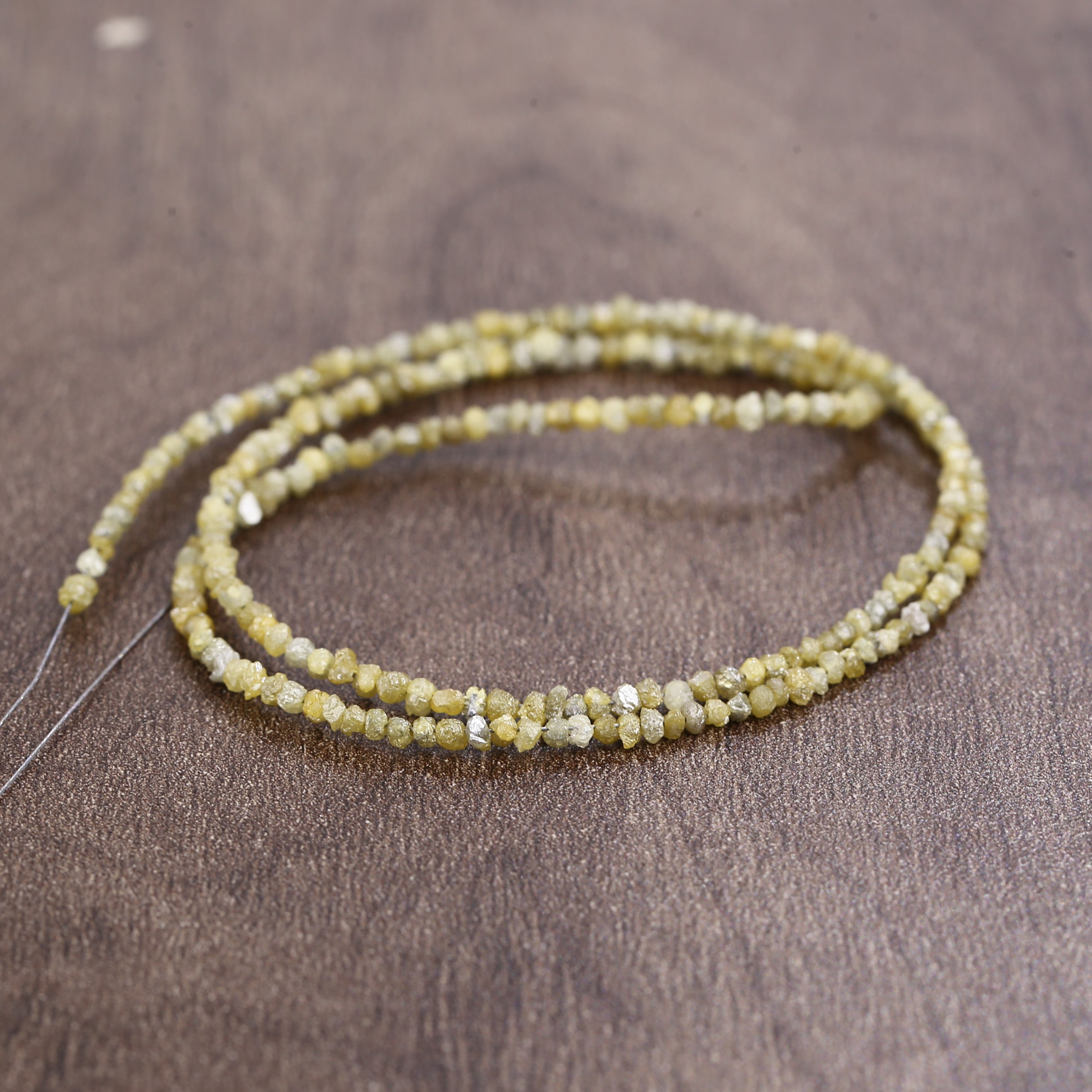 15 Carat Natural Beads Strand Uncut Yellow Loose Diamond for Jewelry Making