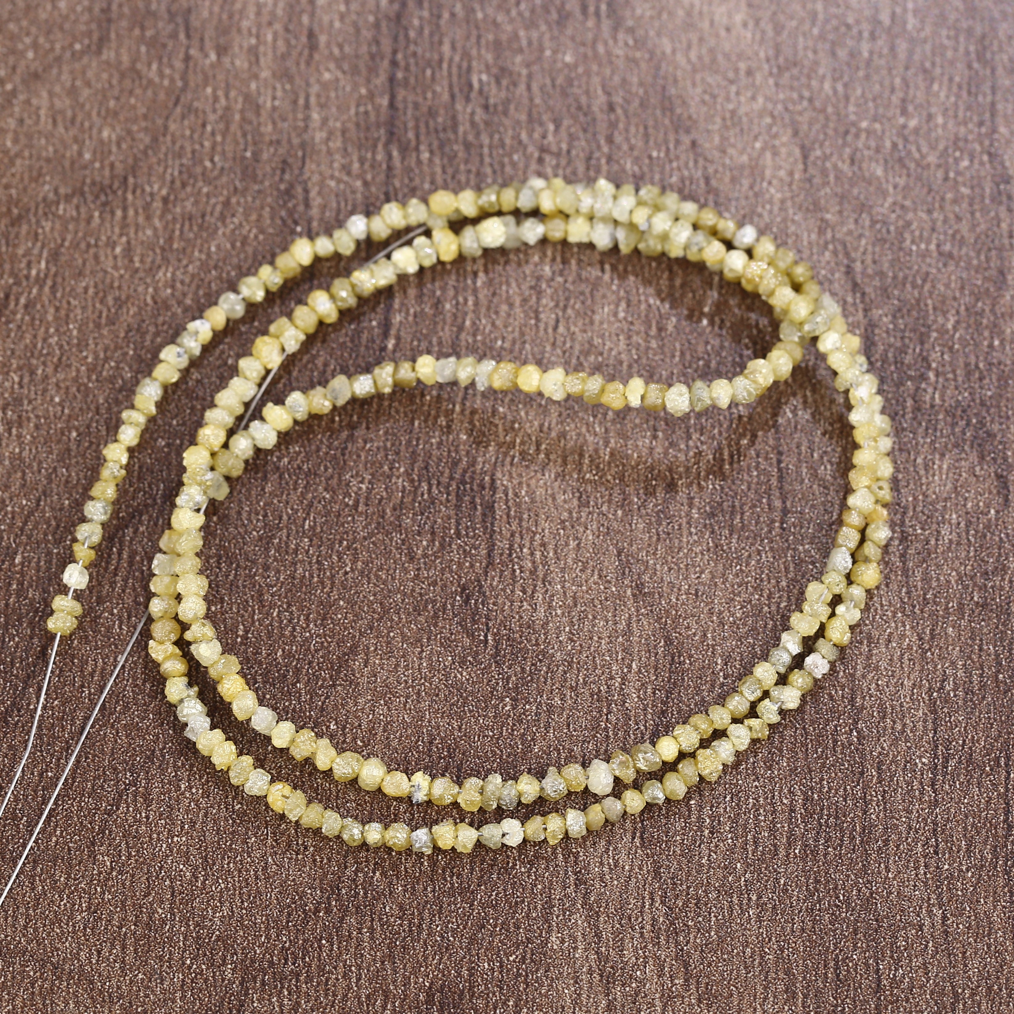15 Carat Natural Beads Strand Uncut Yellow Loose Diamond for Jewelry Making