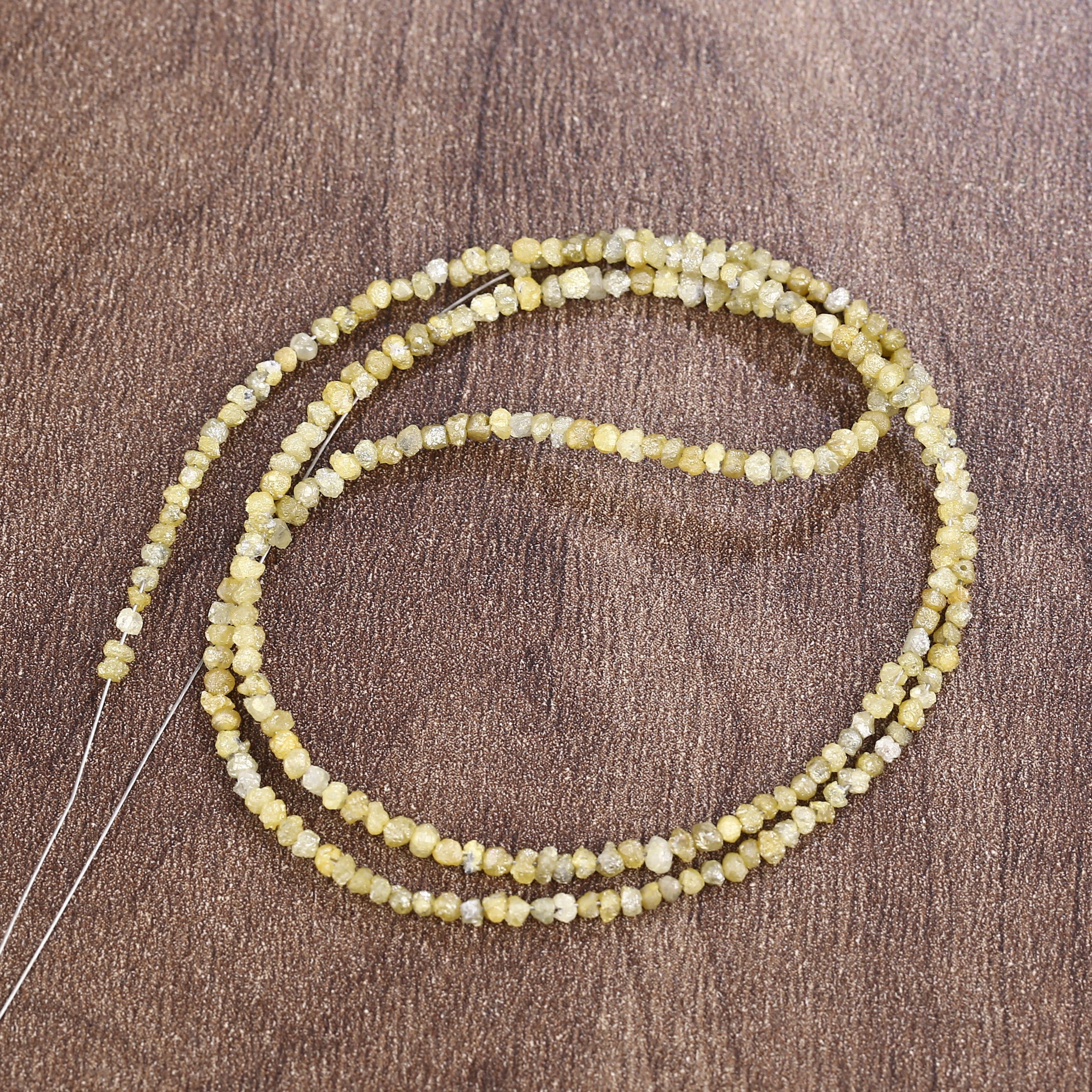 15 Carat Natural Beads Strand Uncut Yellow Loose Diamond for Jewelry Making