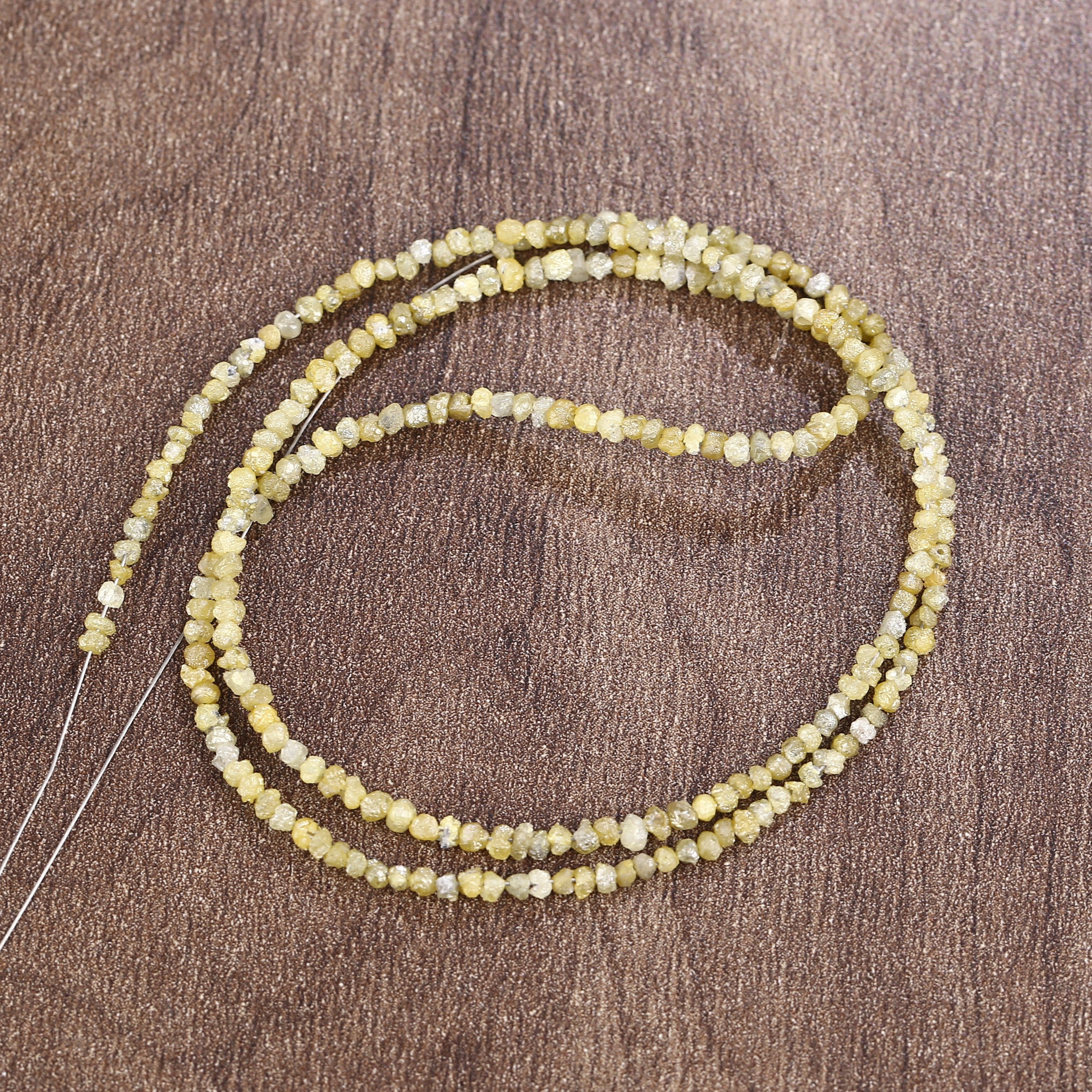 15 Carat Natural Beads Strand Uncut Yellow Loose Diamond for Jewelry Making