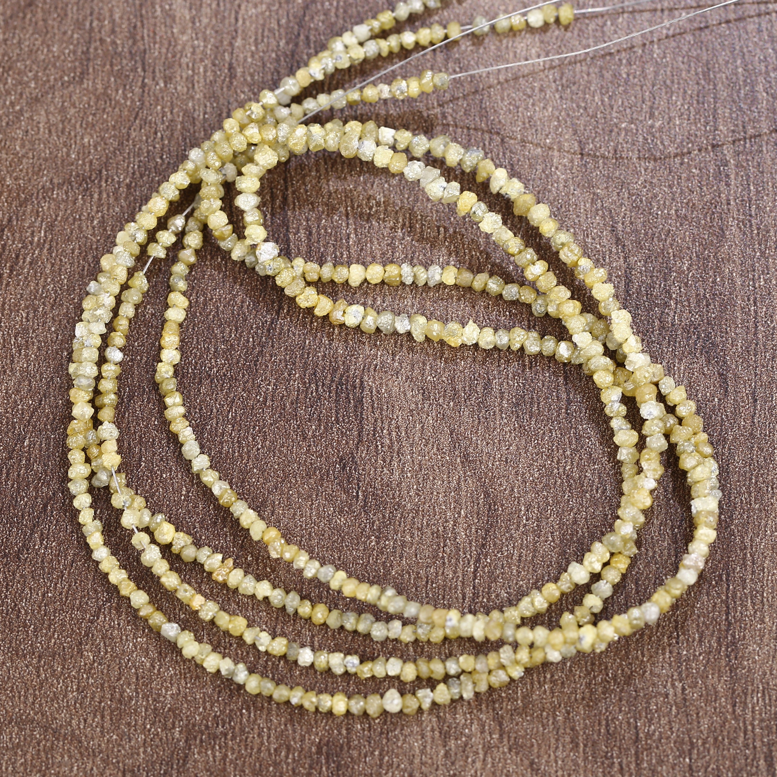 15 Carat Natural Beads Strand Uncut Yellow Loose Diamond for Jewelry Making