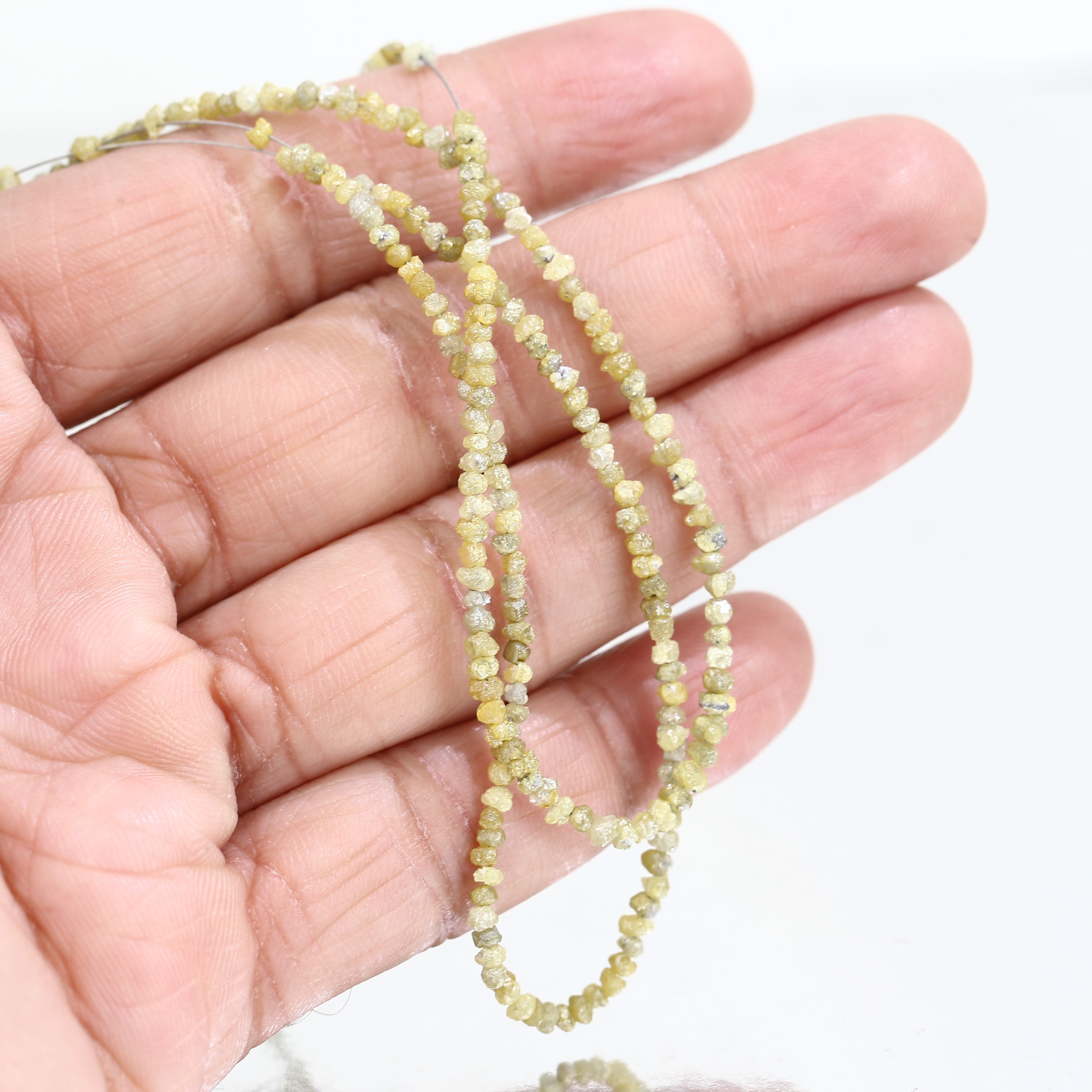 15 Carat Natural Beads Strand Uncut Yellow Loose Diamond for Jewelry Making