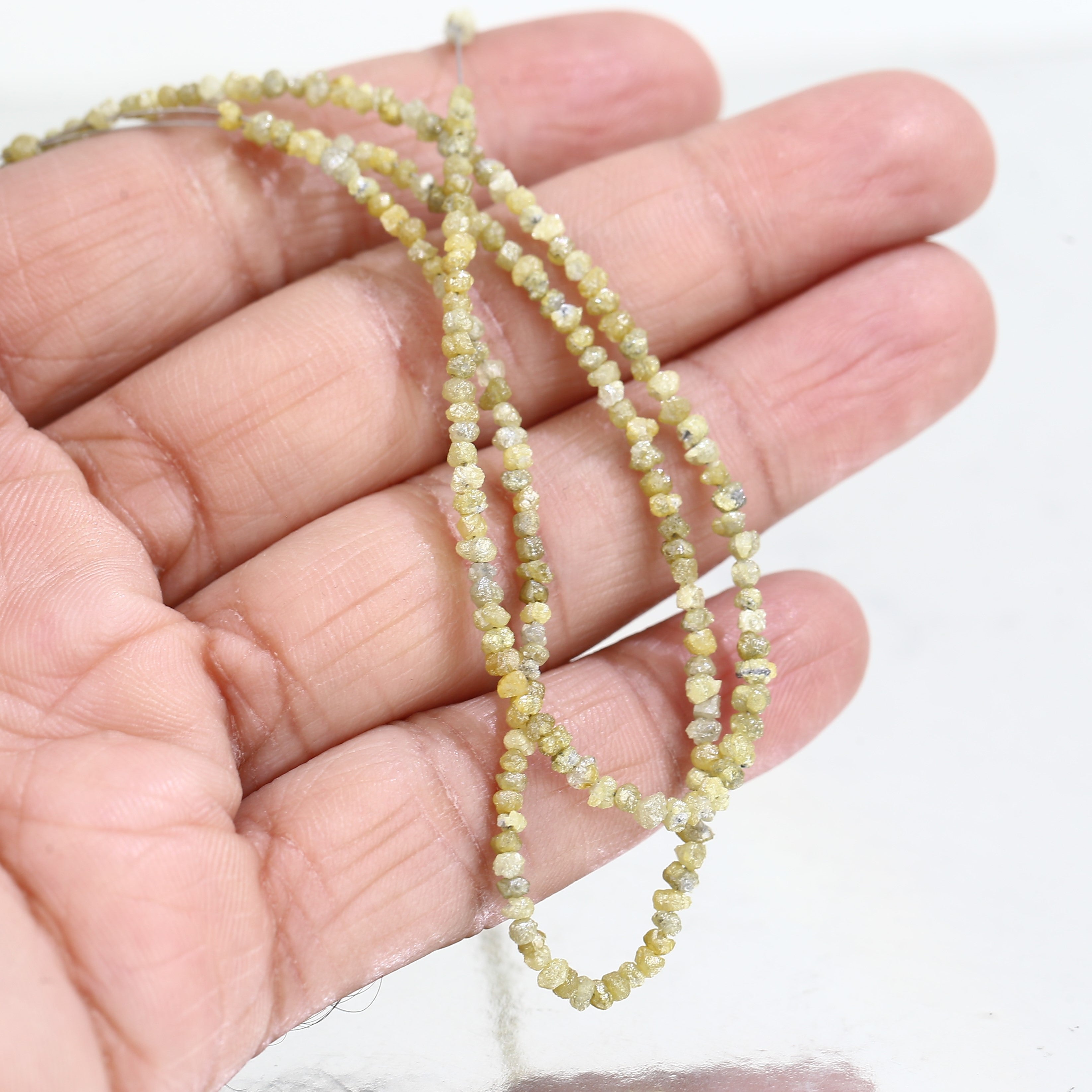 15 Carat Natural Beads Strand Uncut Yellow Loose Diamond for Jewelry Making