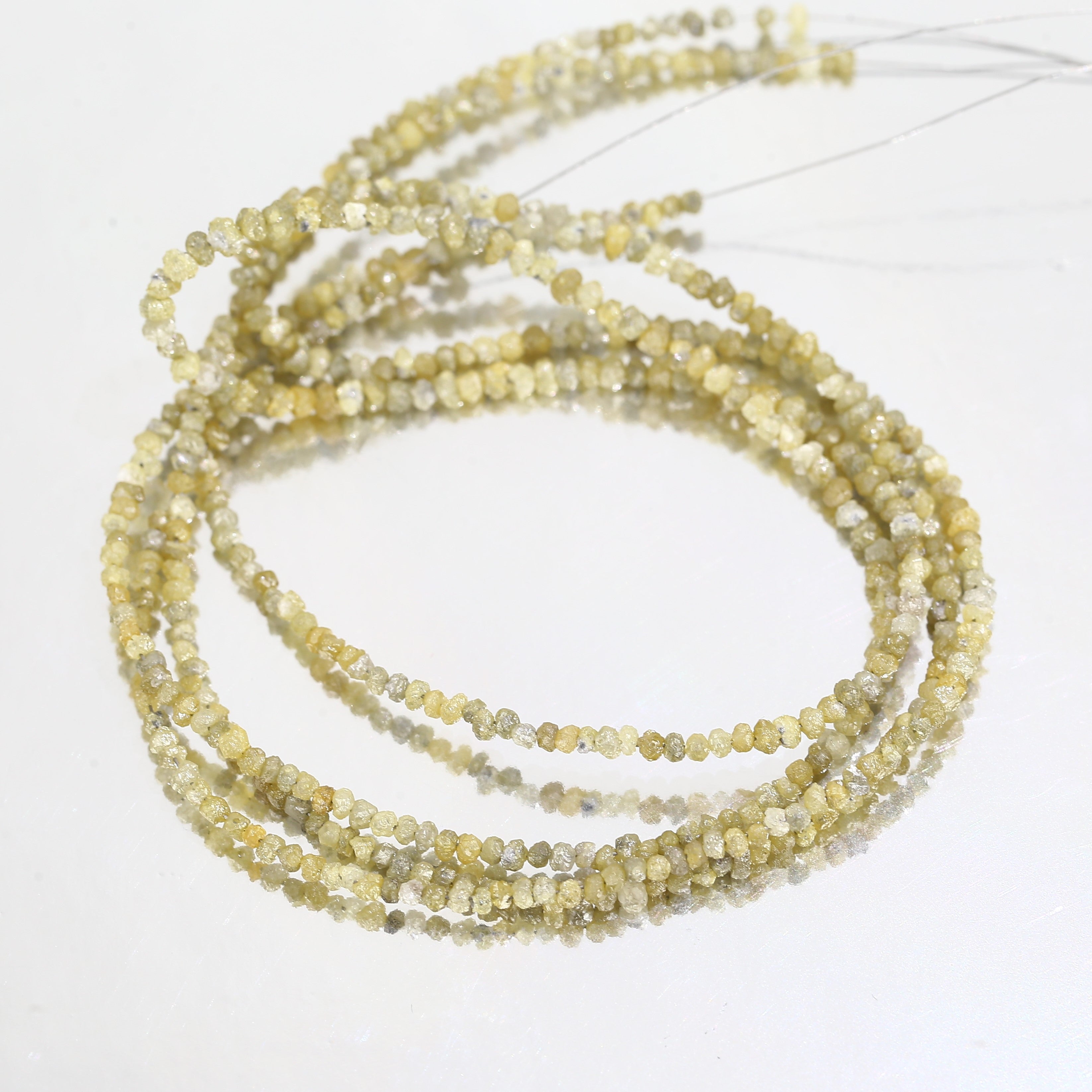 15 Carat Natural Beads Strand Uncut Yellow Loose Diamond for Jewelry Making
