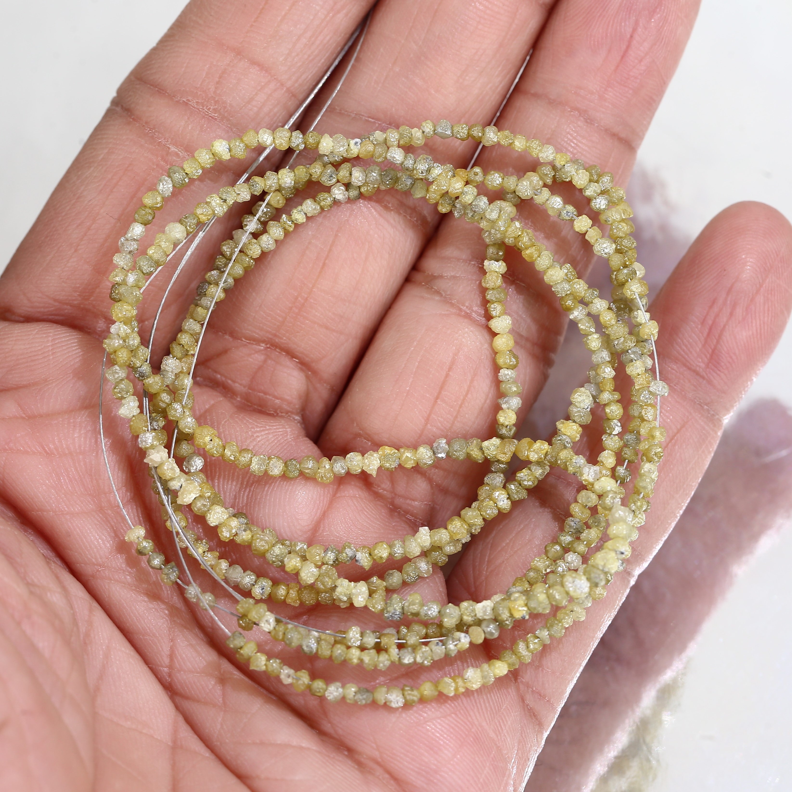 15 Carat Natural Beads Strand Uncut Yellow Loose Diamond for Jewelry Making