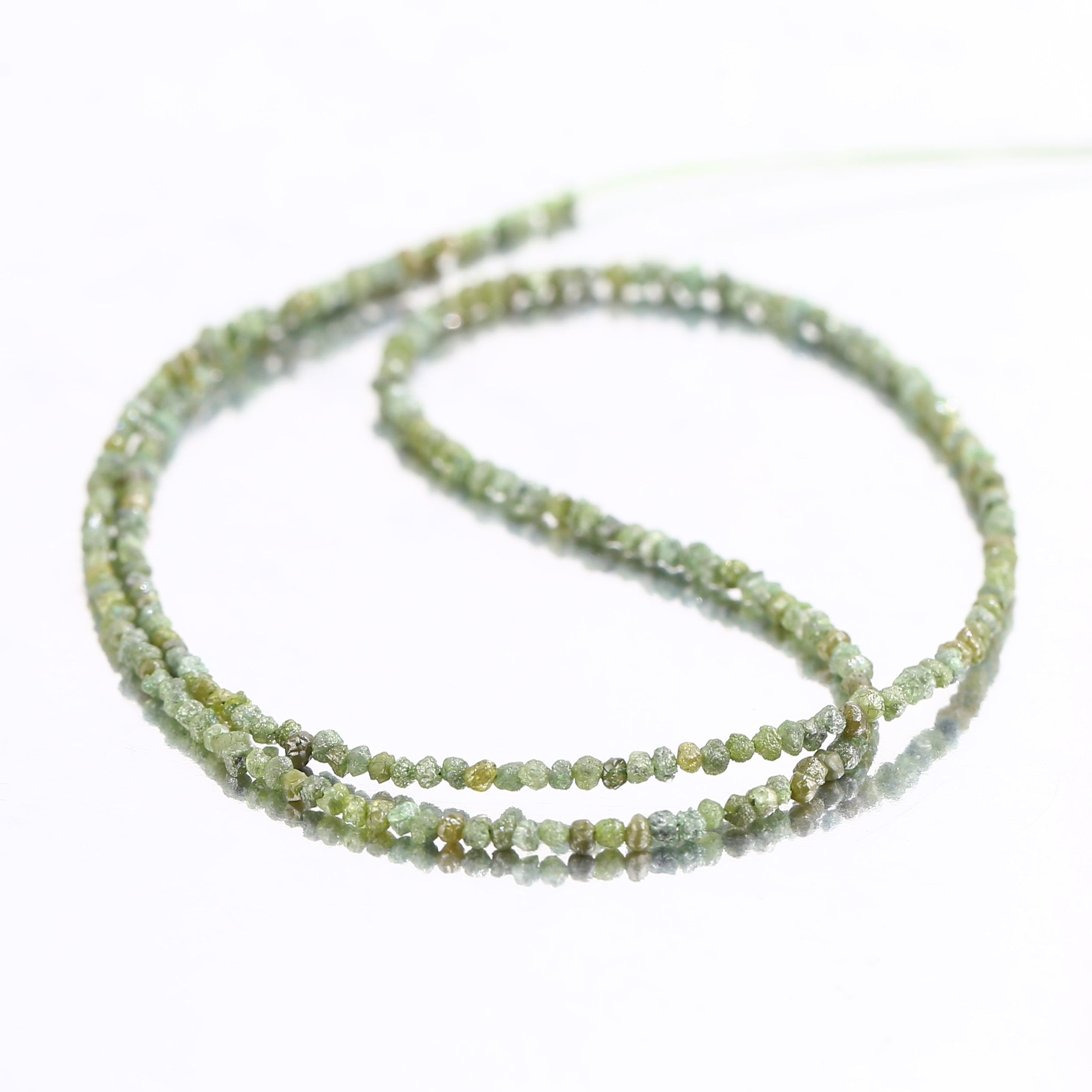 15 Carat Natural Rough Diamonds Beads Strand Green Raw Diamonds Beads 1.30-2 MM