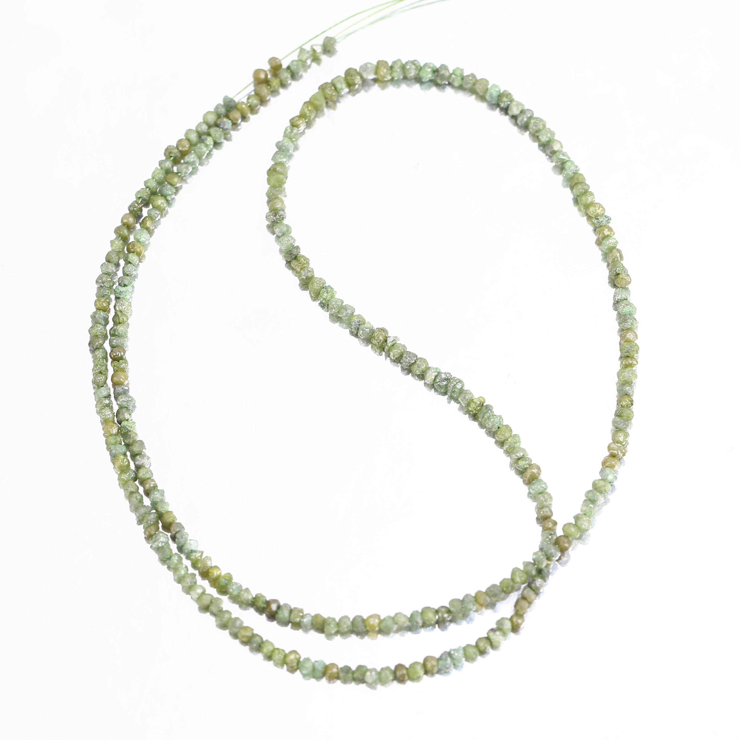 15 Carat Natural Rough Diamonds Beads Strand Green Raw Diamonds Beads 1.30-2 MM