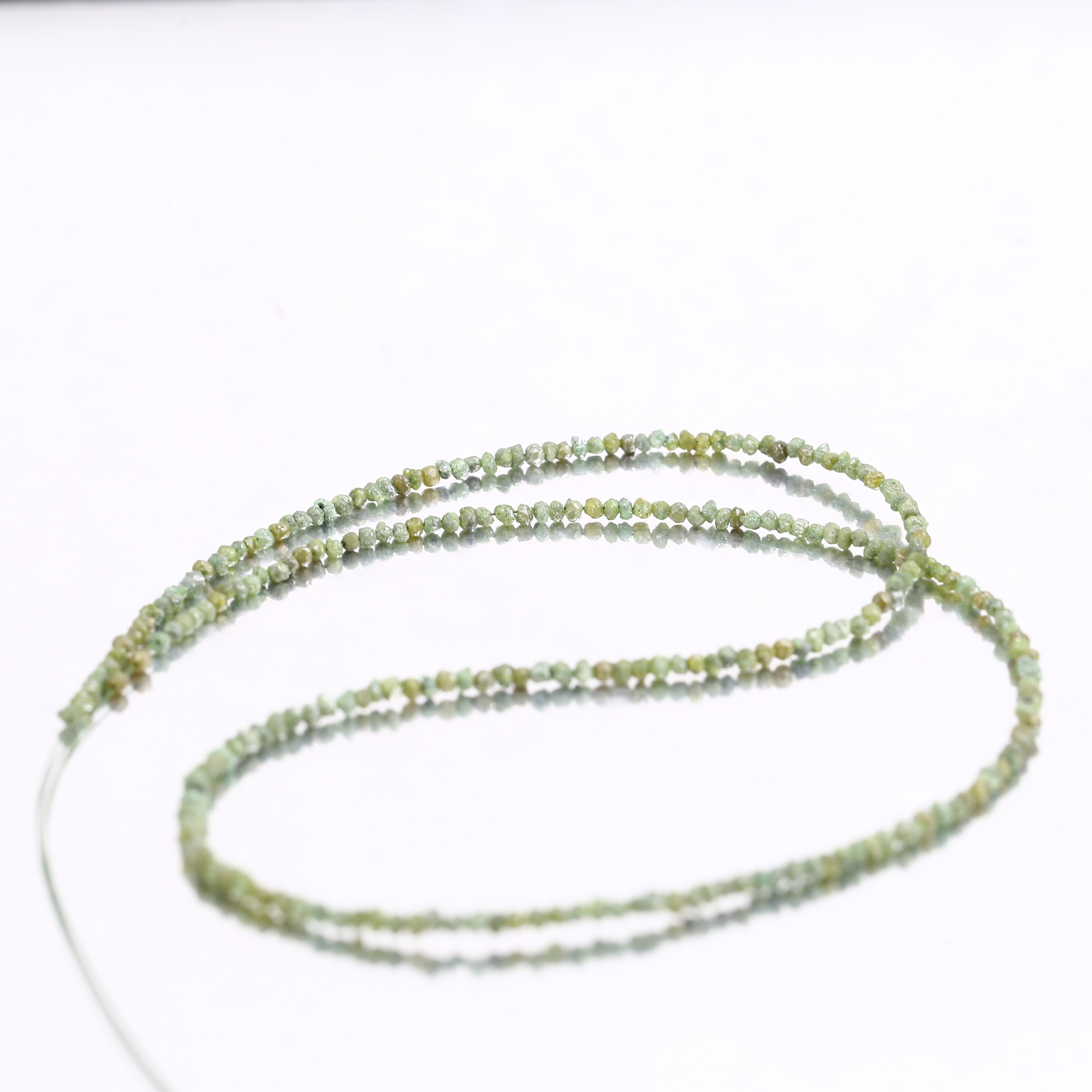 15 Carat Natural Rough Diamonds Beads Strand Green Raw Diamonds Beads 1.30-2 MM