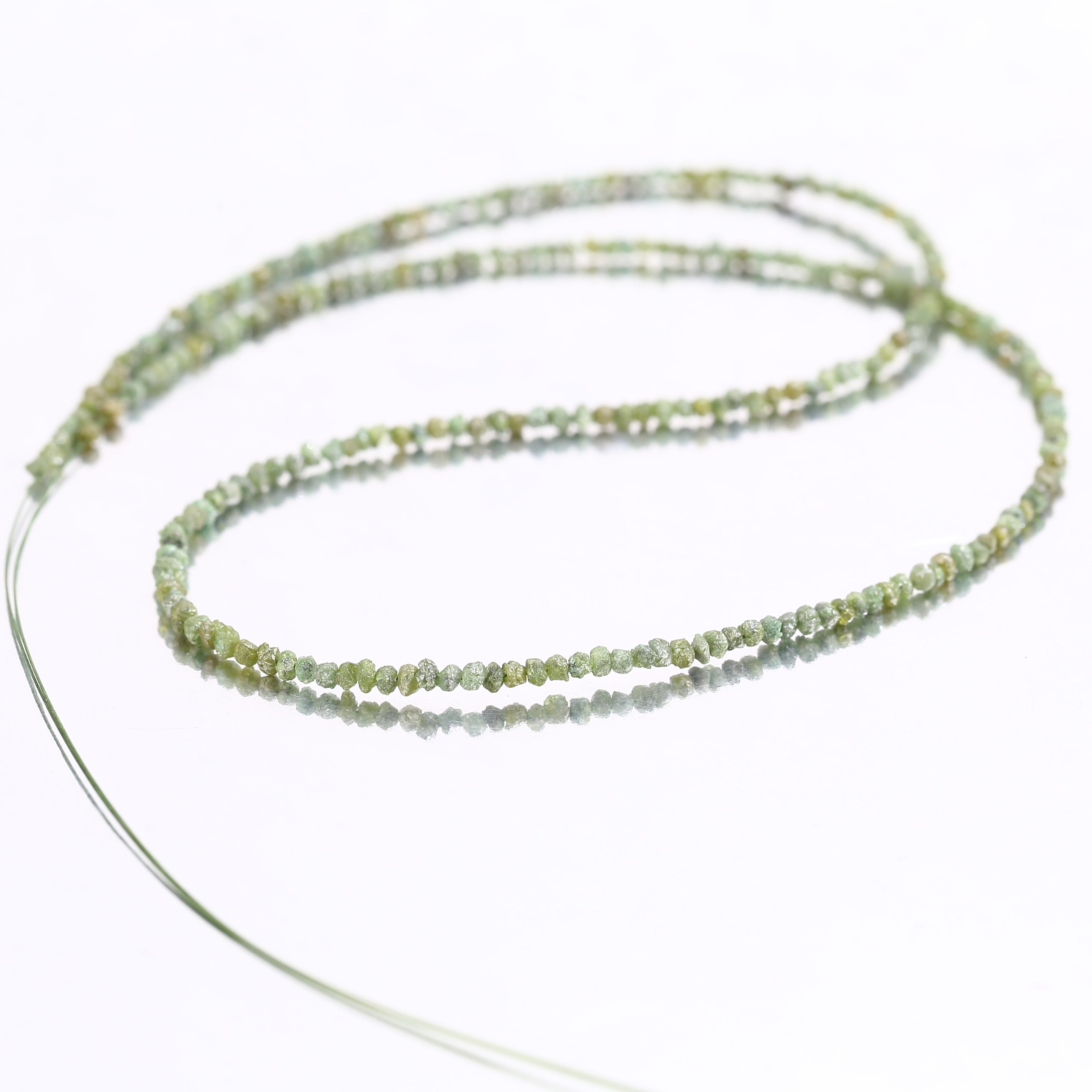 15 Carat Natural Rough Diamonds Beads Strand Green Raw Diamonds Beads 1.30-2 MM