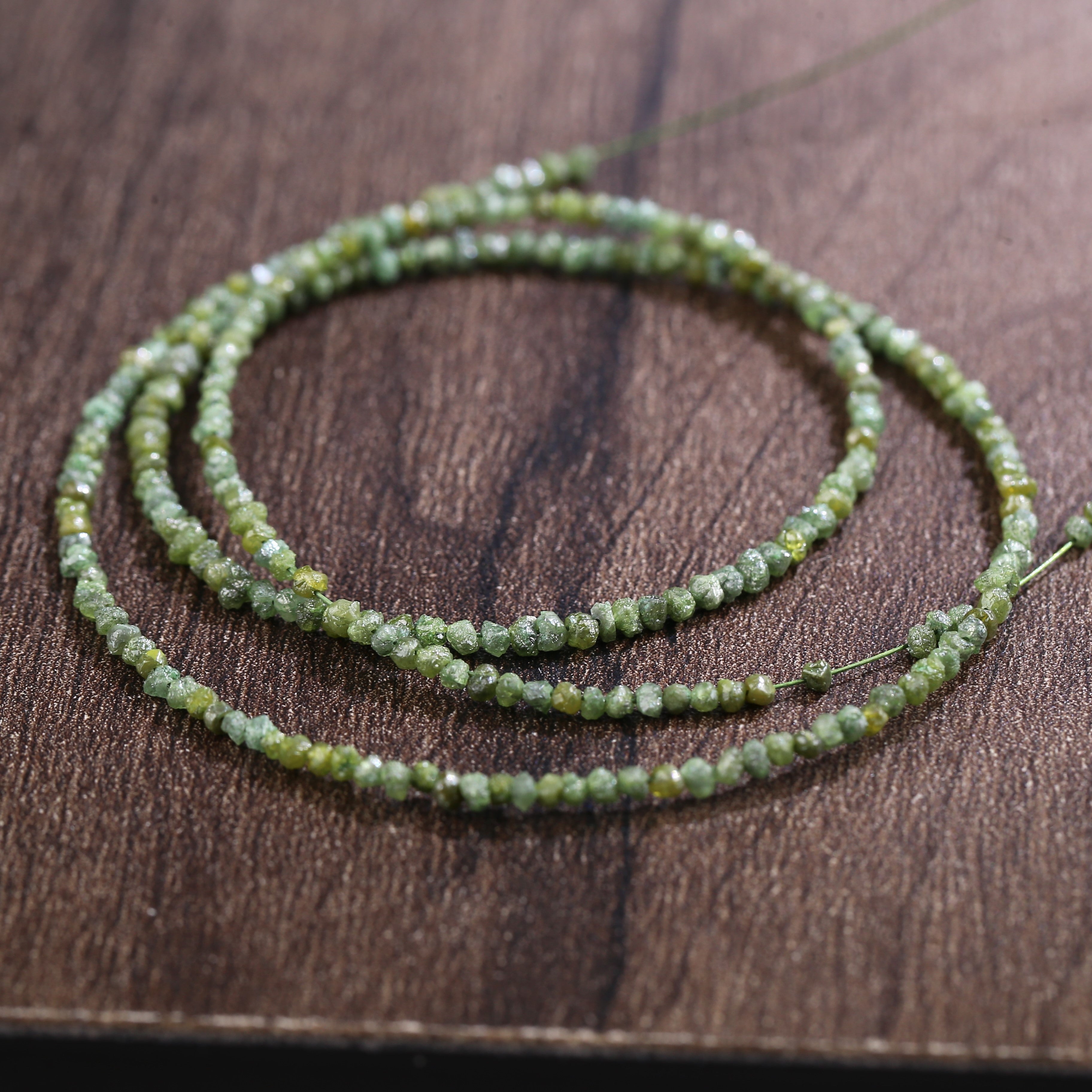 15 Carat Natural Rough Diamonds Beads Strand Green Raw Diamonds Beads 1.30-2 MM