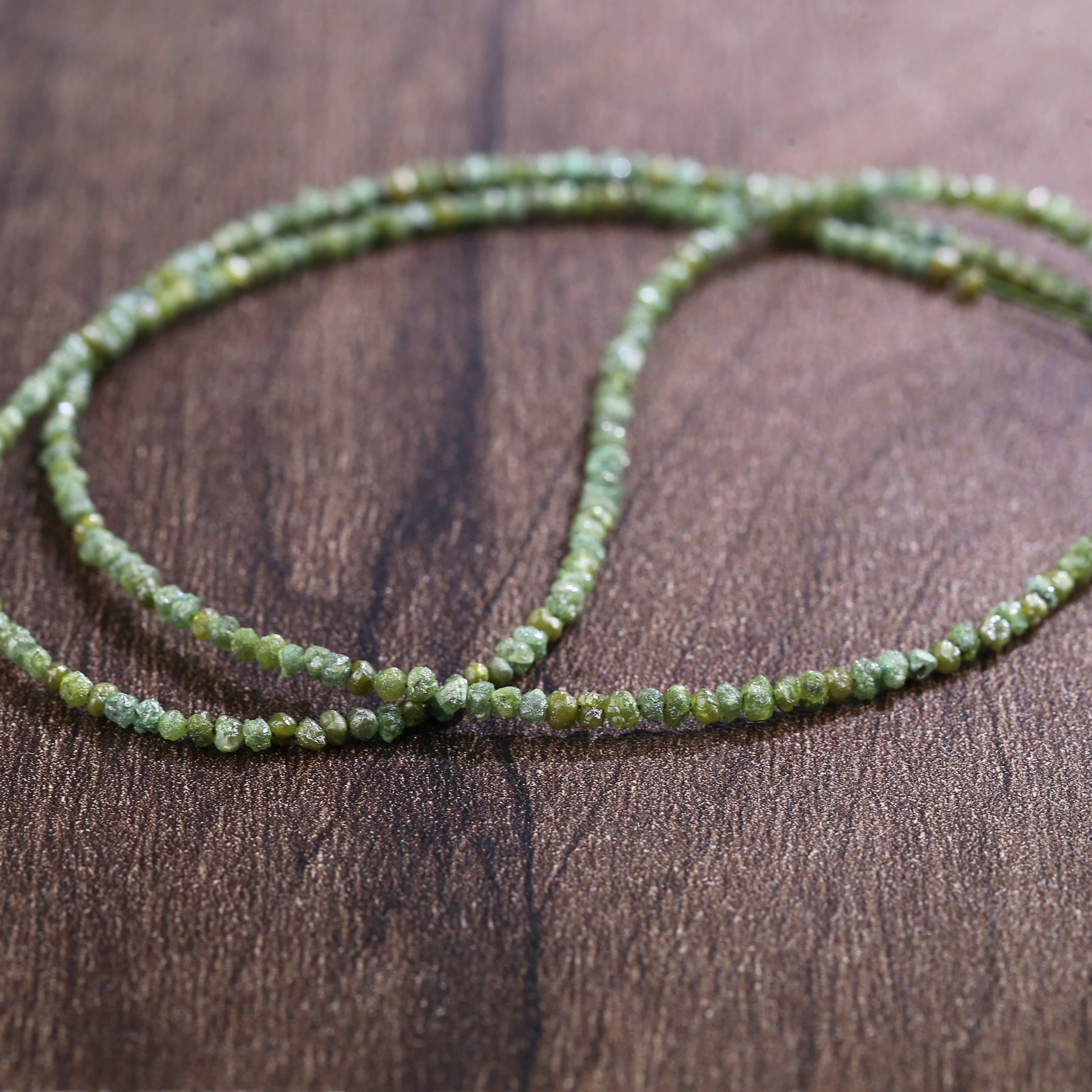 15 Carat Natural Rough Diamonds Beads Strand Green Raw Diamonds Beads 1.30-2 MM