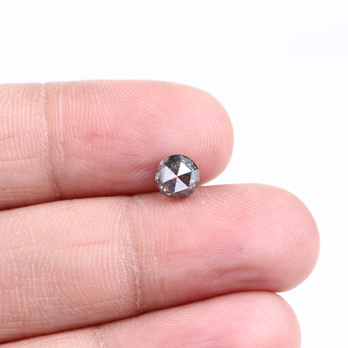 0.70 Carat Round Gray Rosecut Salt and Pepper Diamond 5.40 MM