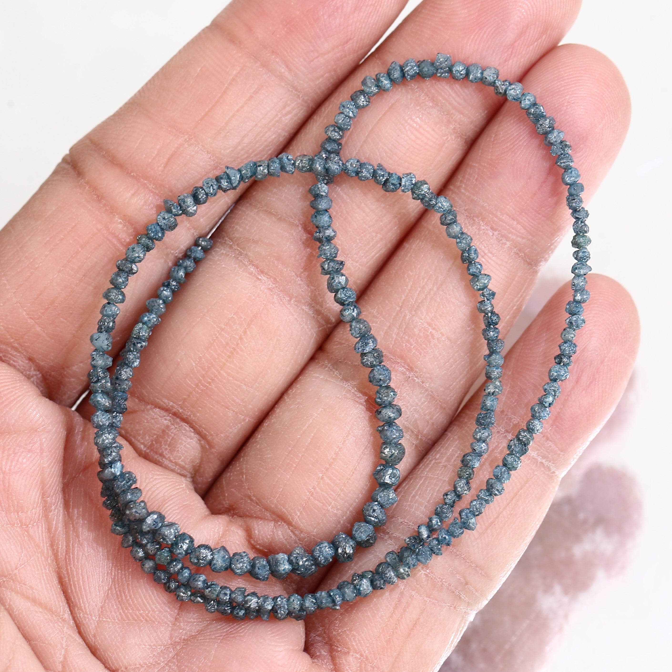 15 Carat Natural Rough Uncut Diamonds Blue Beads 1.30-2 MM