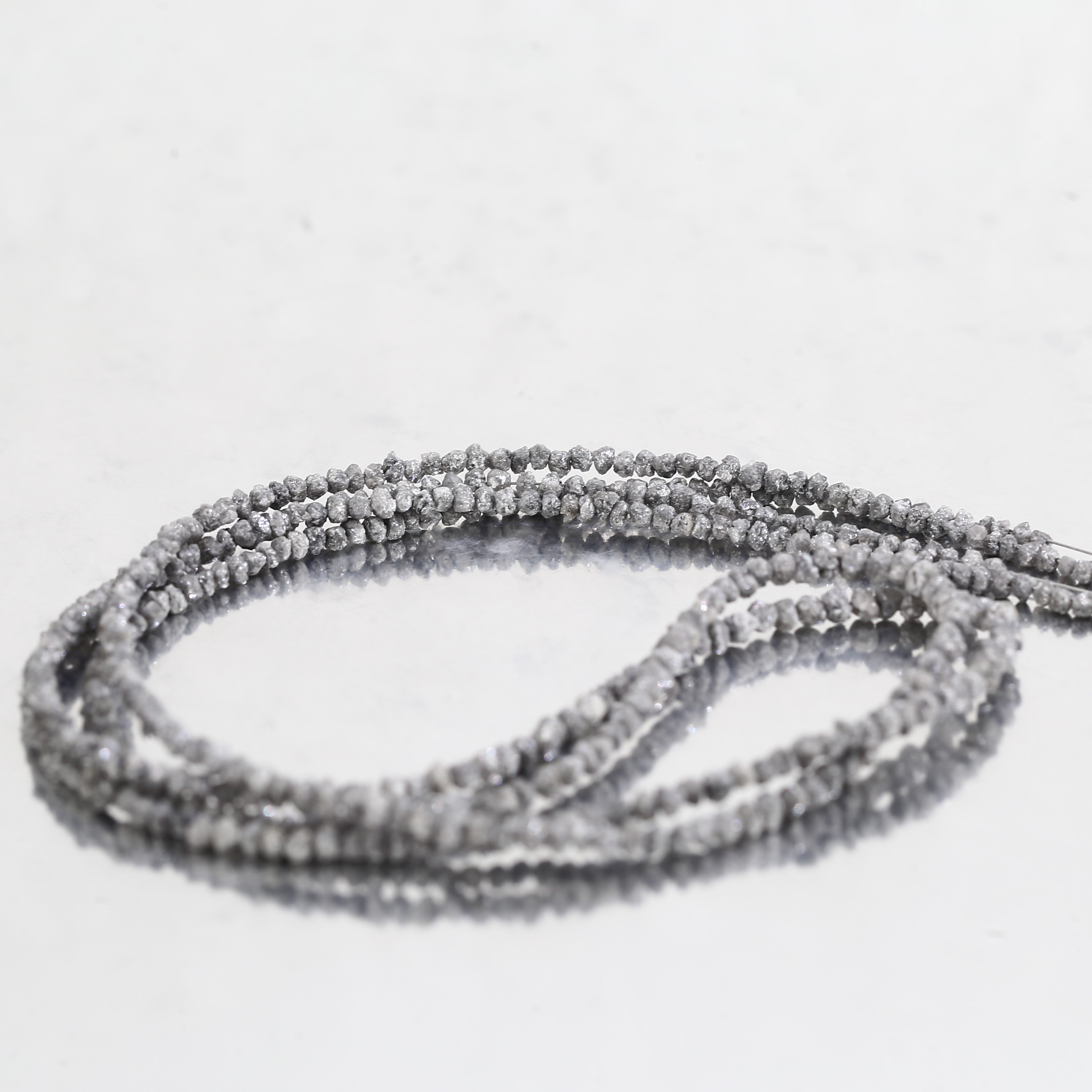 20.00 Carat Natural Gray Diamond Beads Rough Uncut Strand 1.30-2 MM