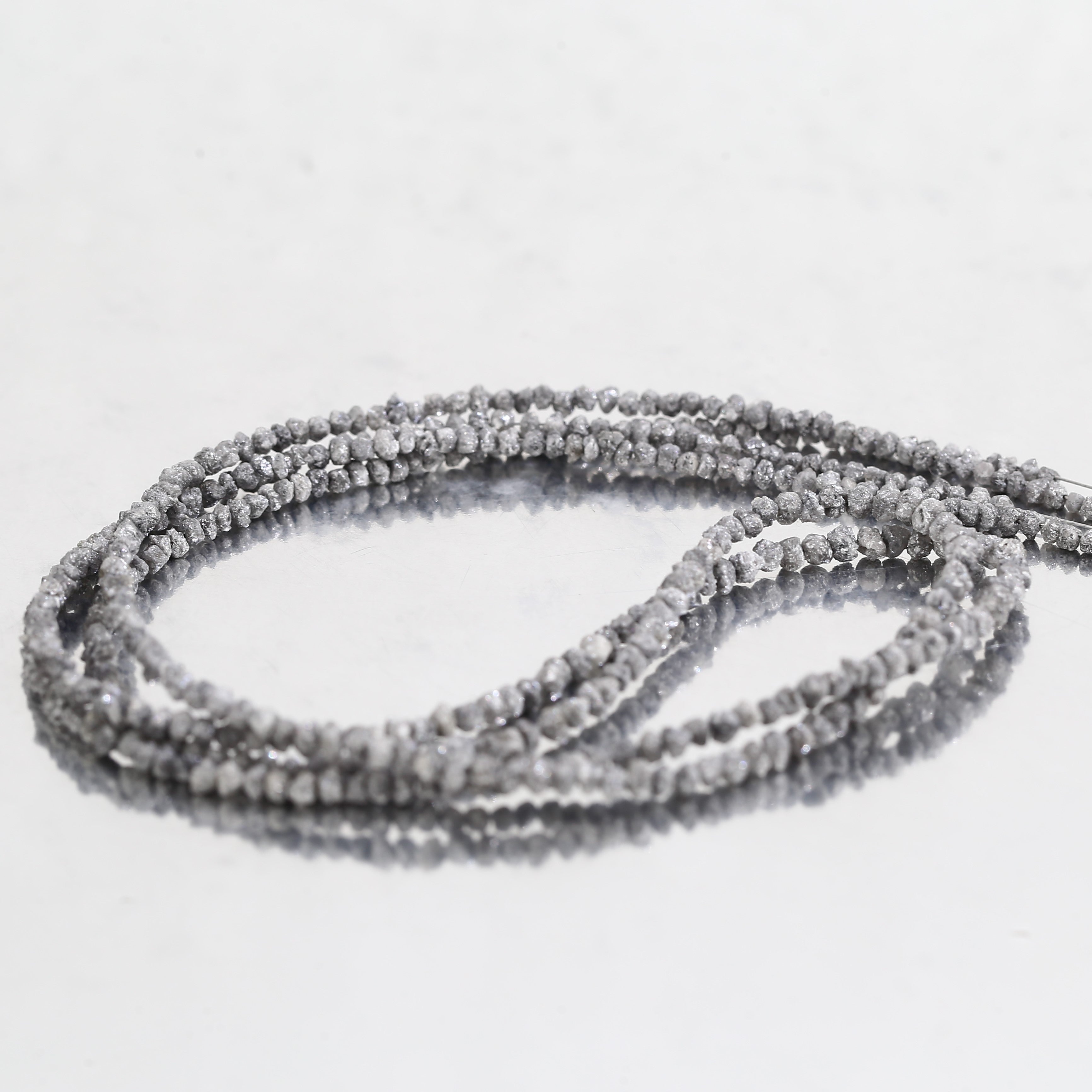 20.00 Carat Natural Gray Diamond Beads Rough Uncut Strand 1.30-2 MM