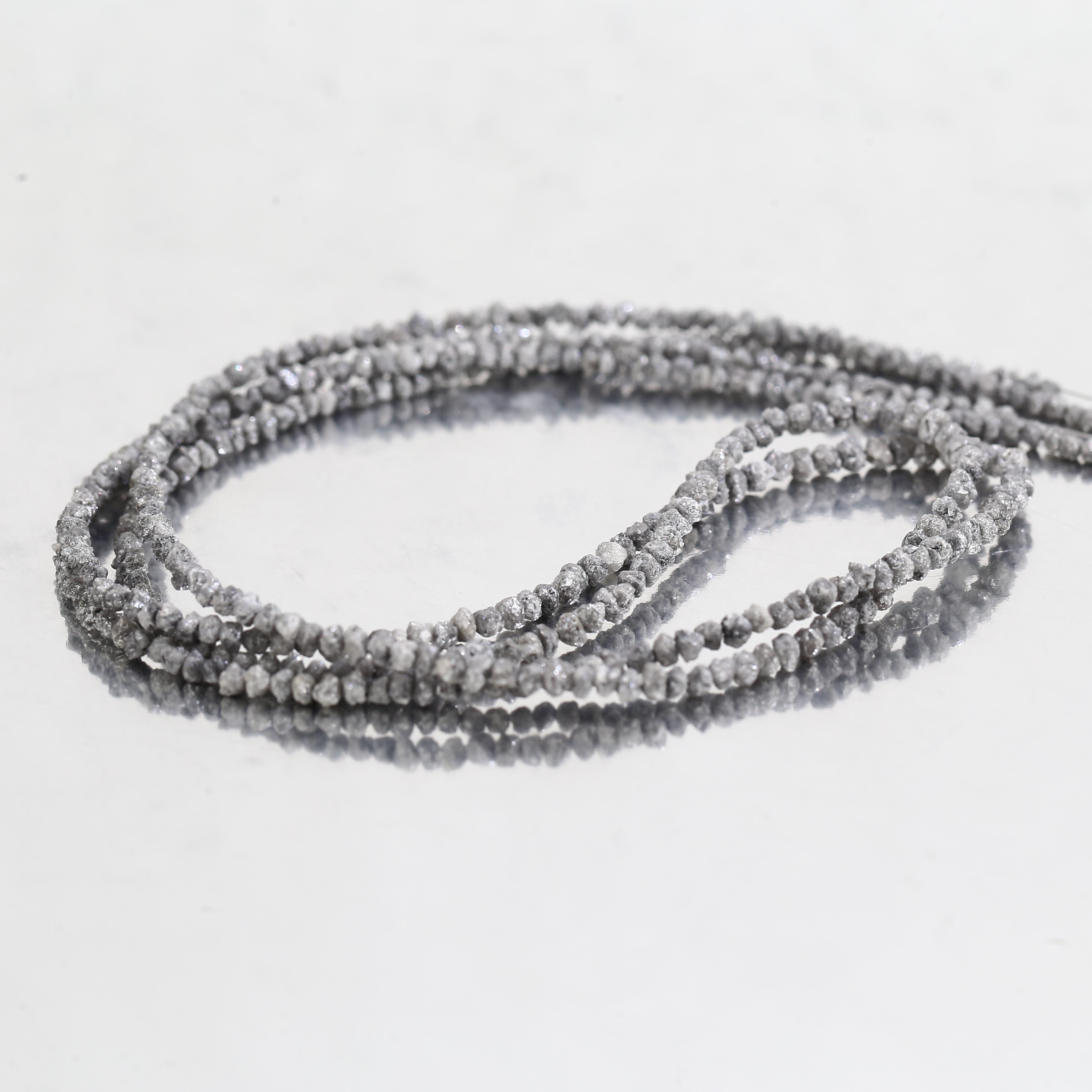 20.00 Carat Natural Gray Diamond Beads Rough Uncut Strand 1.30-2 MM