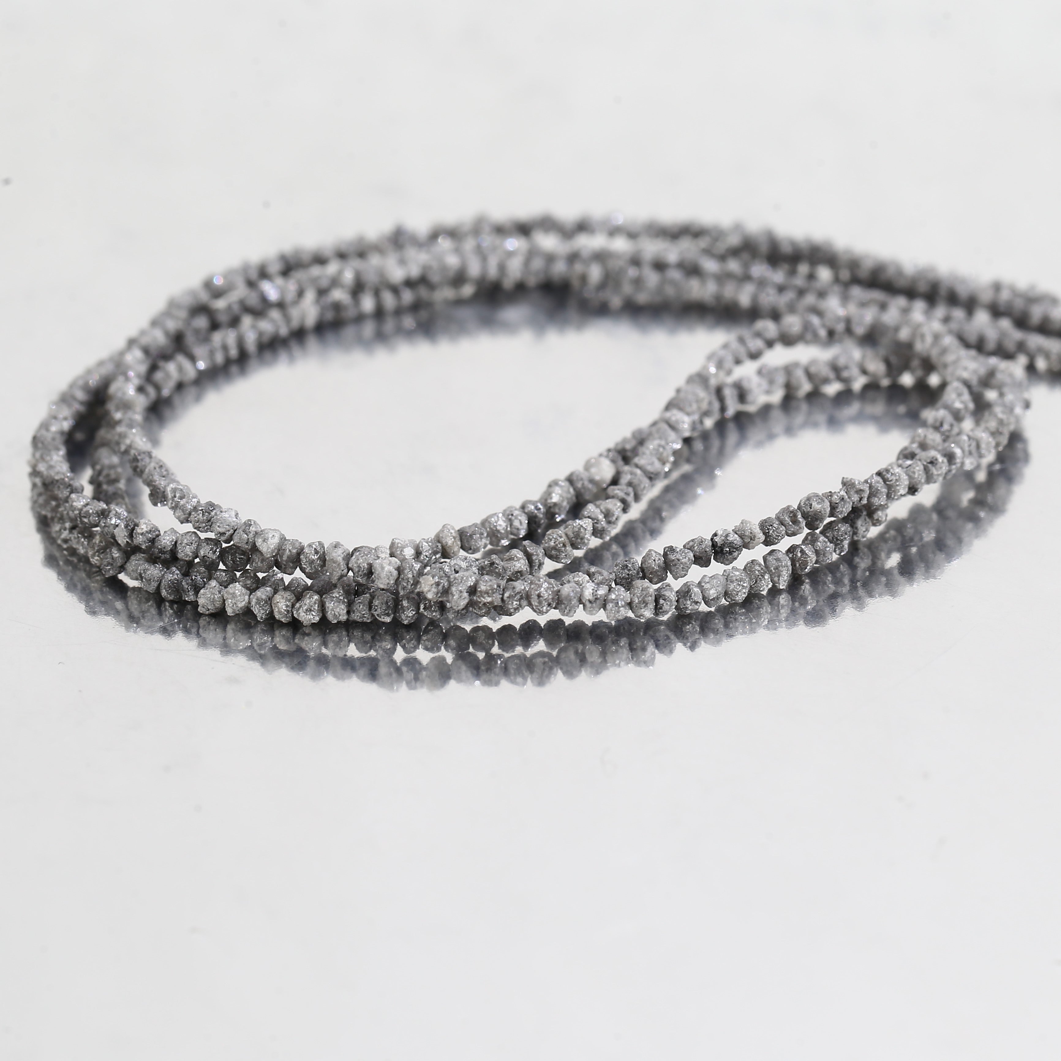 20.00 Carat Natural Gray Diamond Beads Rough Uncut Strand 1.30-2 MM