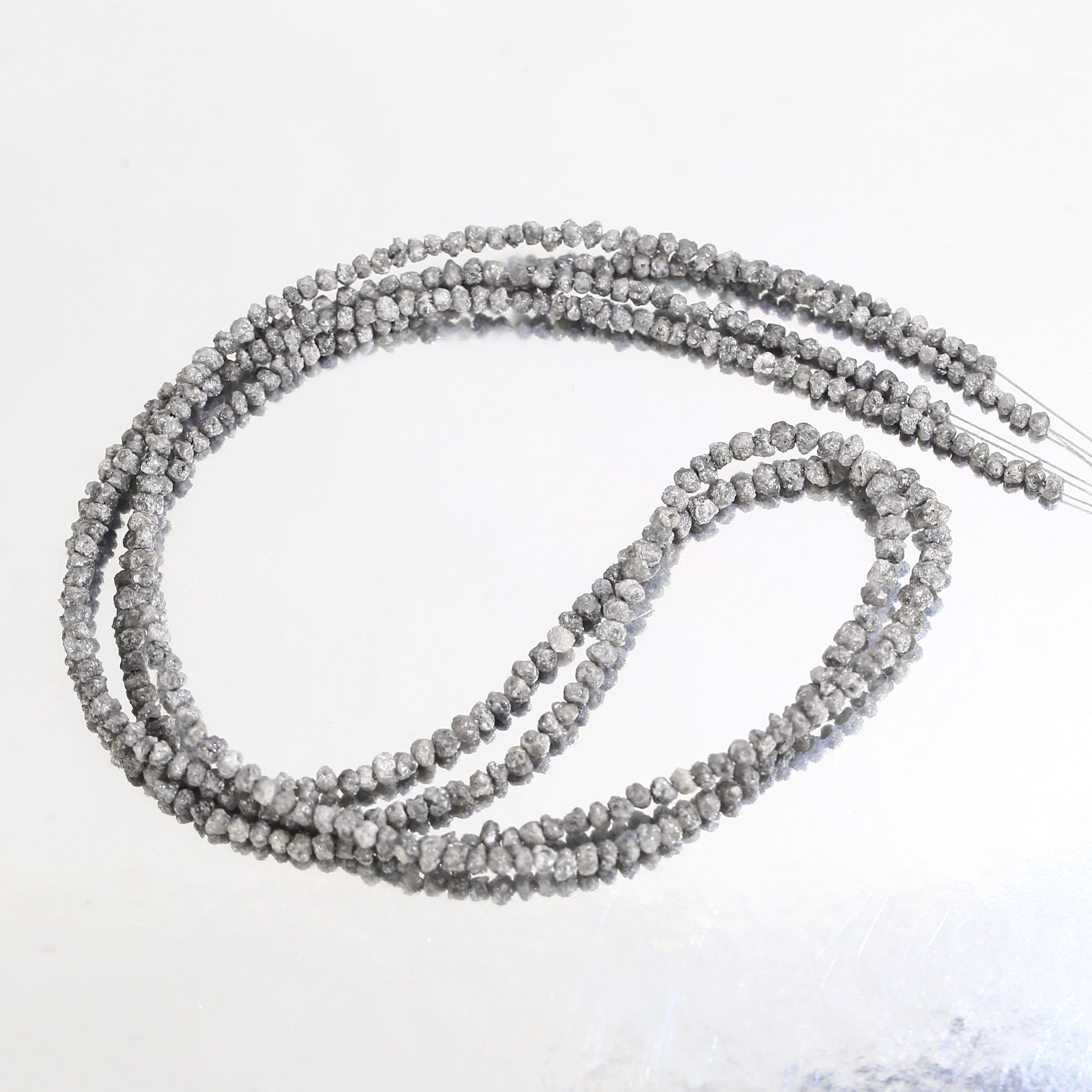 20.00 Carat Natural Gray Diamond Beads Rough Uncut Strand 1.30-2 MM