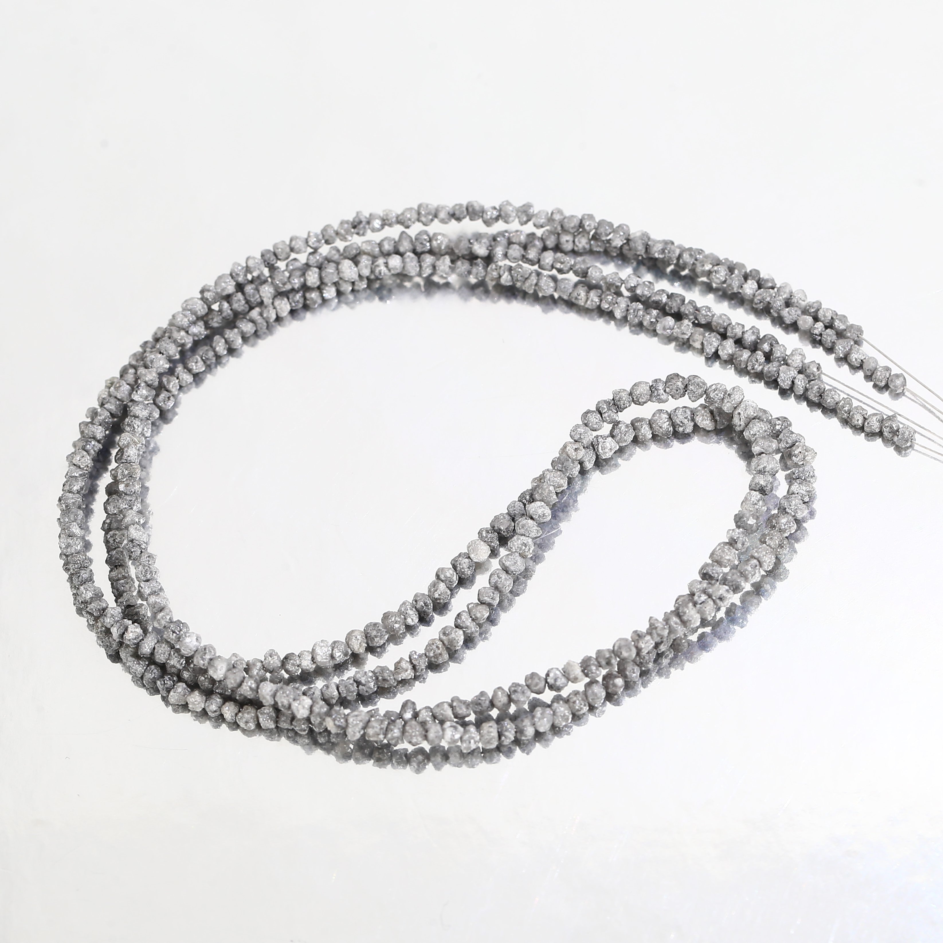 20.00 Carat Natural Gray Diamond Beads Rough Uncut Strand 1.30-2 MM