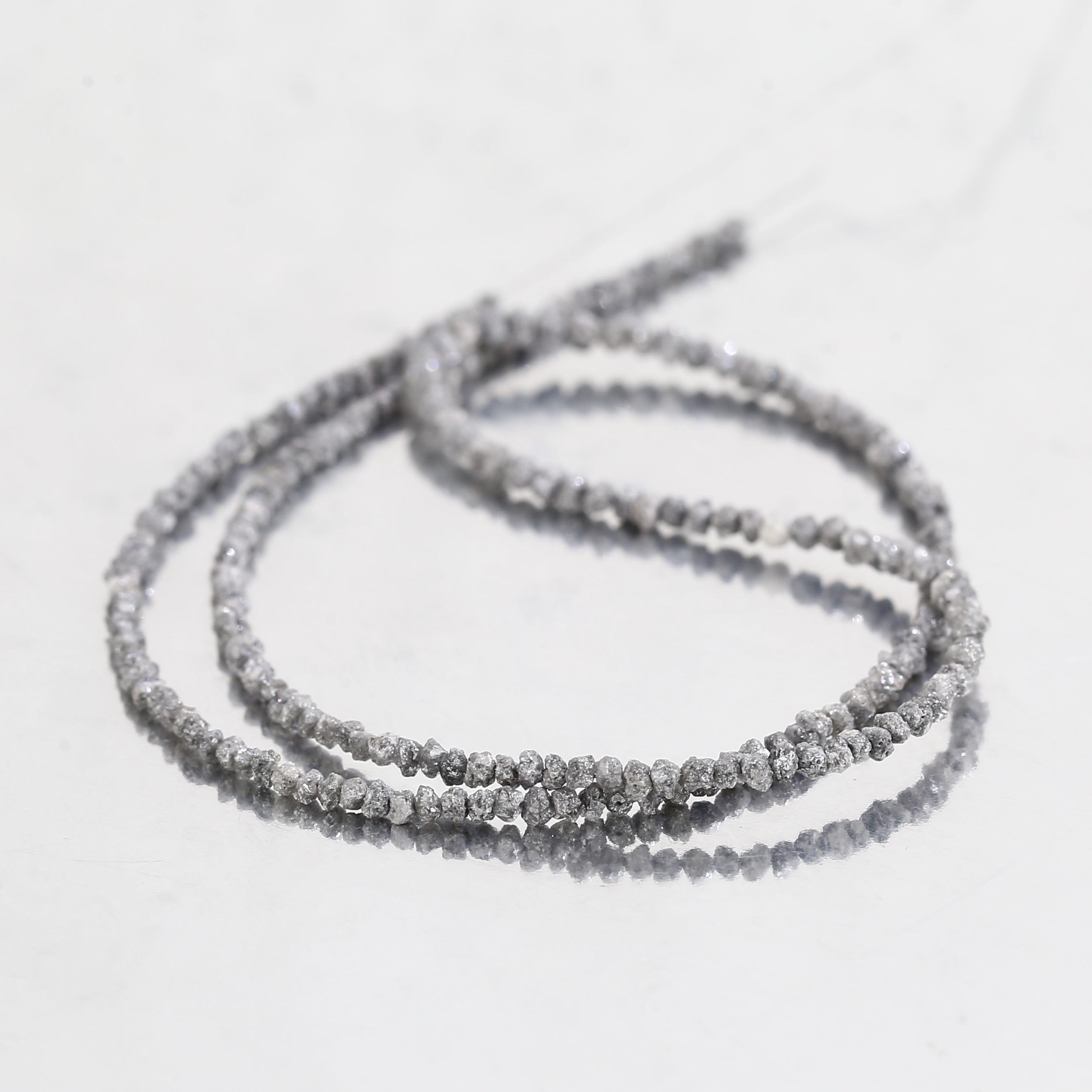 20.00 Carat Natural Gray Diamond Beads Rough Uncut Strand 1.30-2 MM