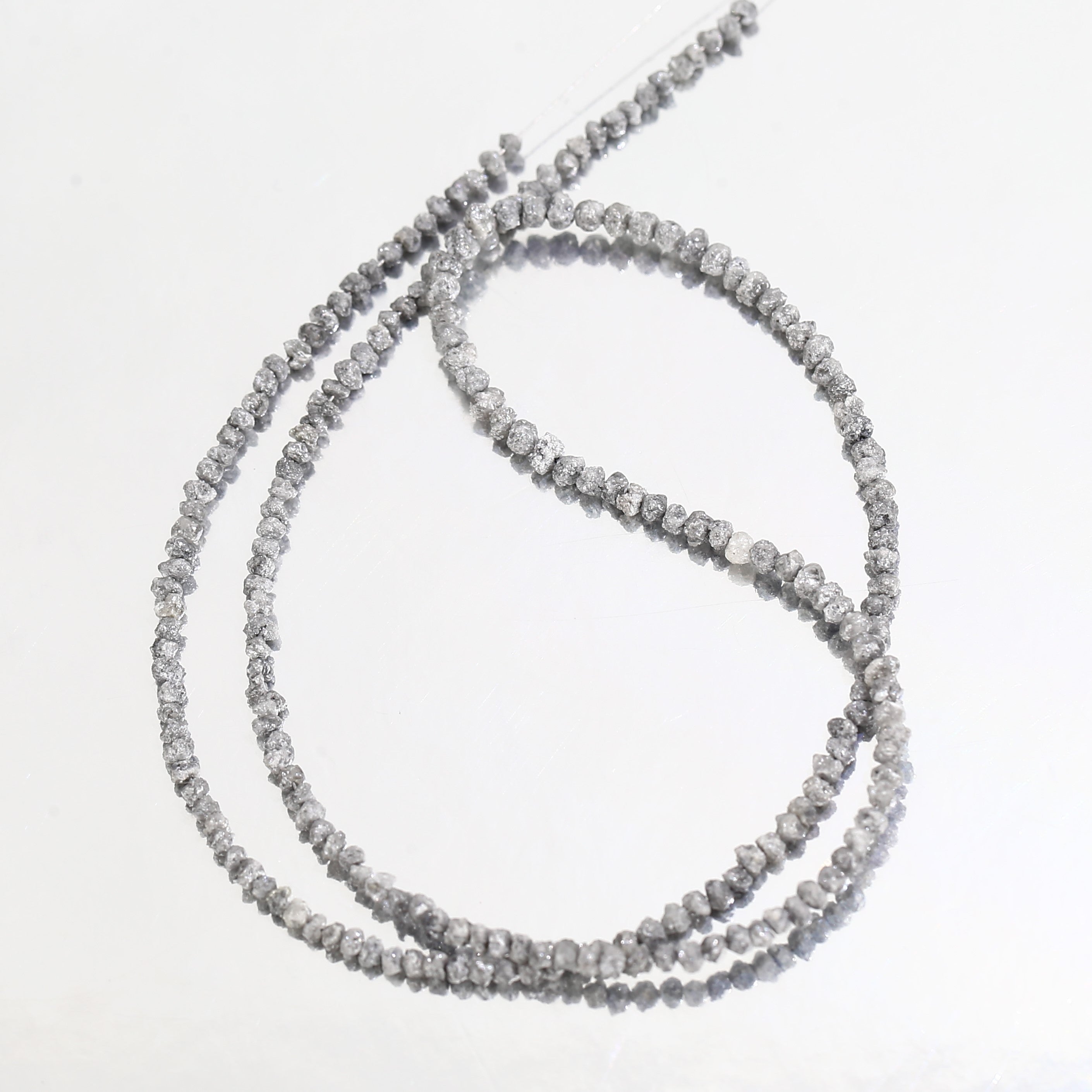 20.00 Carat Natural Gray Diamond Beads Rough Uncut Strand 1.30-2 MM